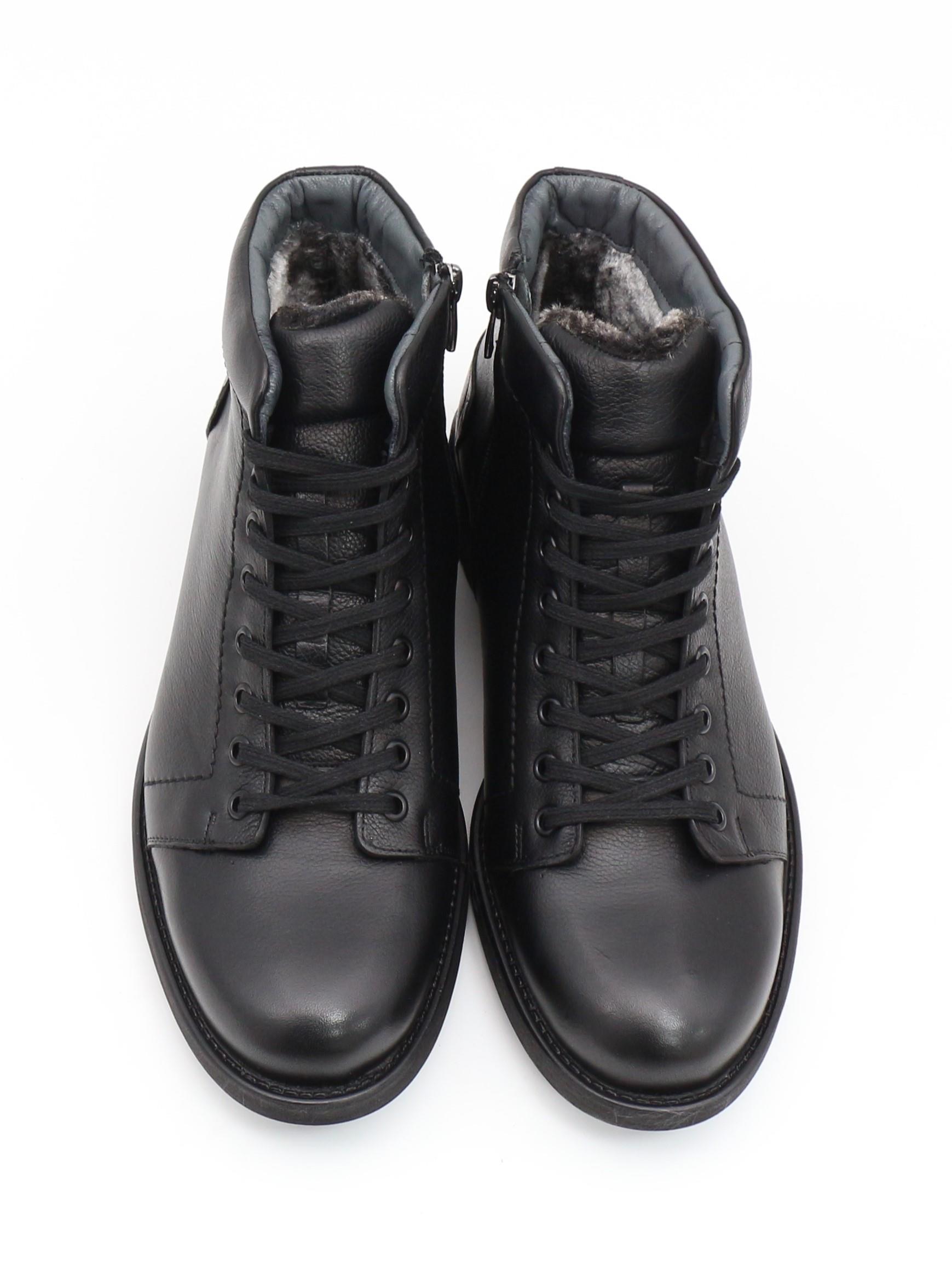 Fermend 141 Siyah Hakiki Deri Kürklü Erkek Bot