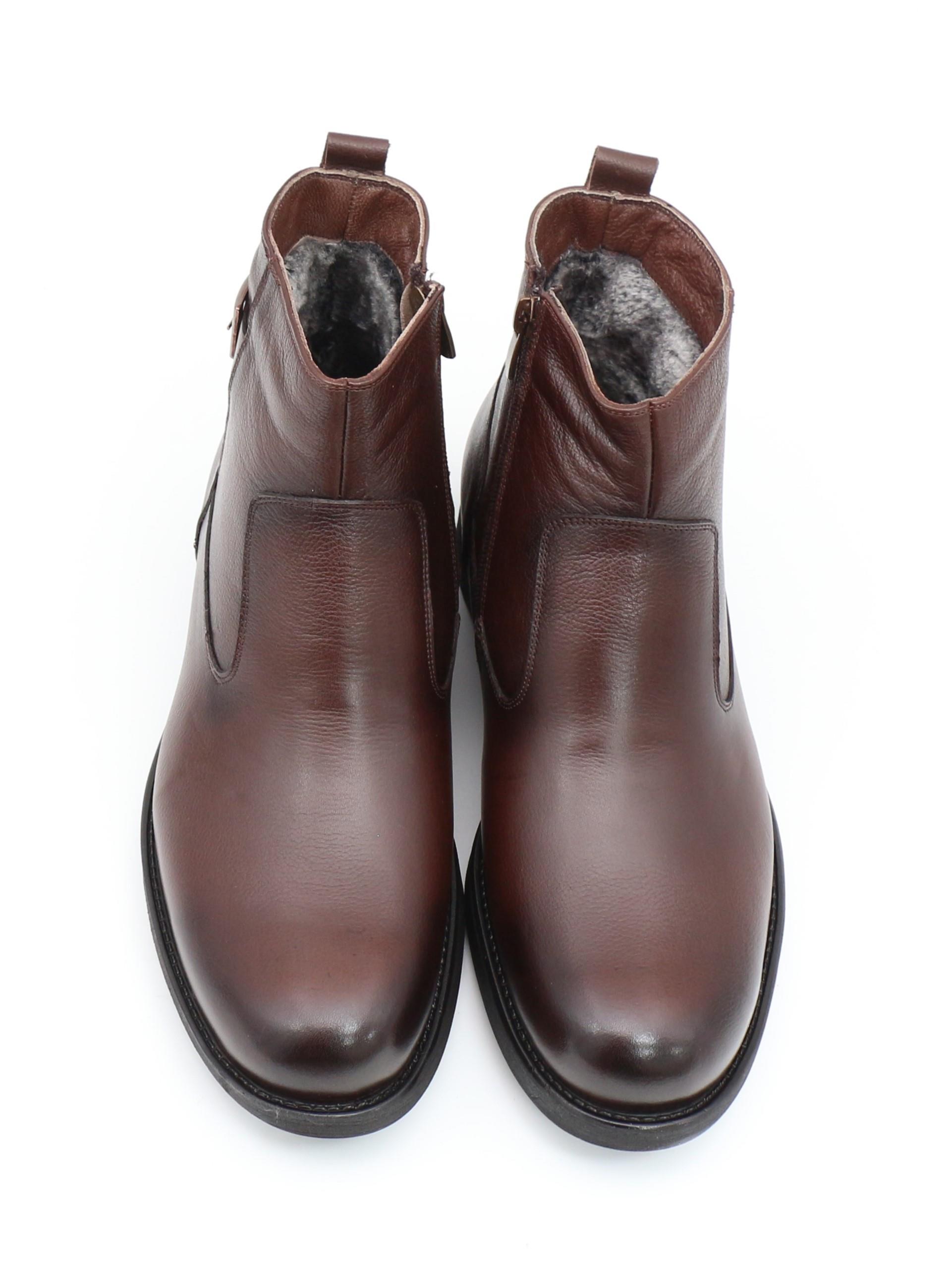 Fermend 143 Kahve Hakiki Deri Kürklü Erkek Bot