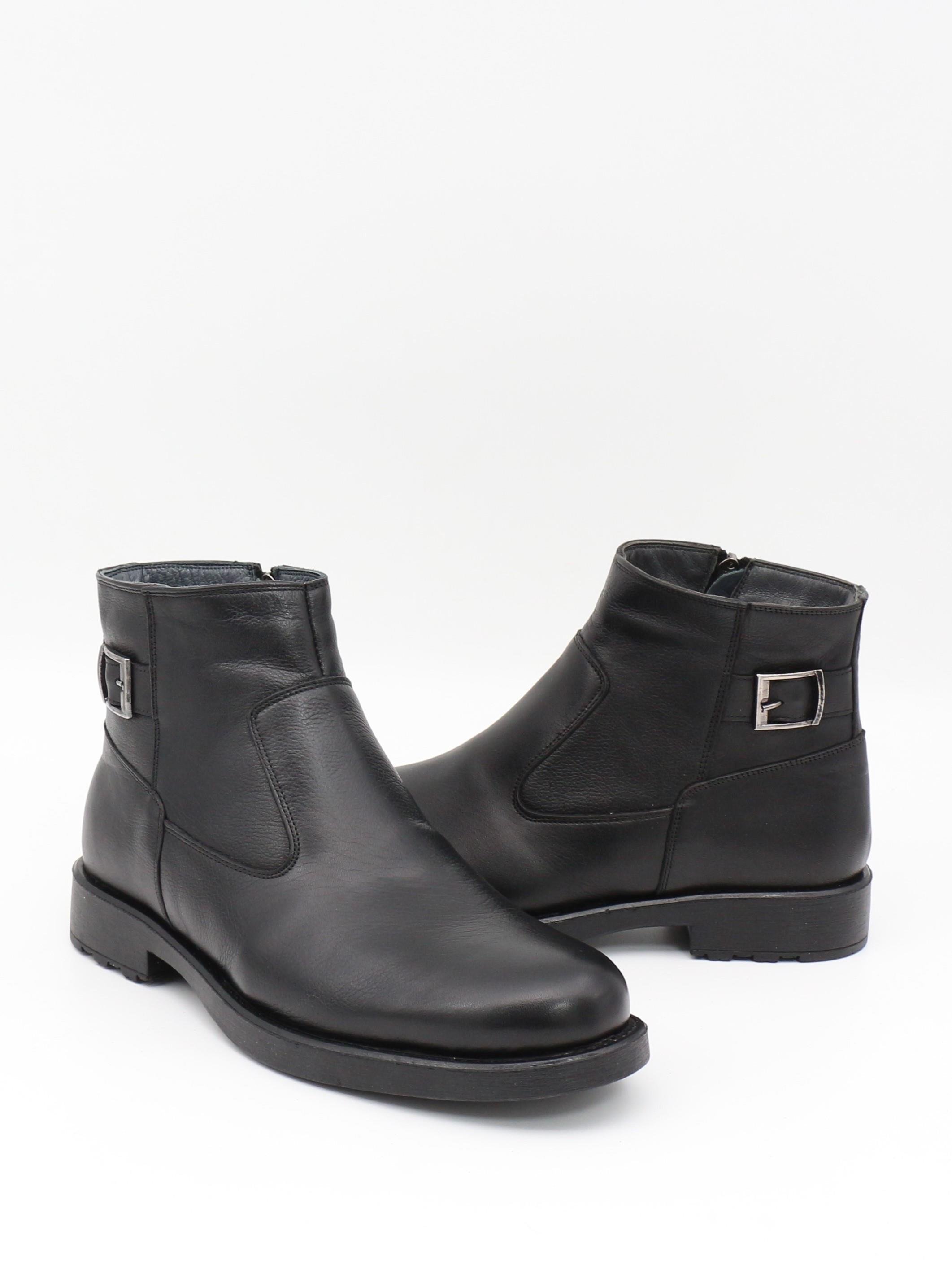 Fermend 143 Siyah Hakiki Deri Kürklü Erkek Bot