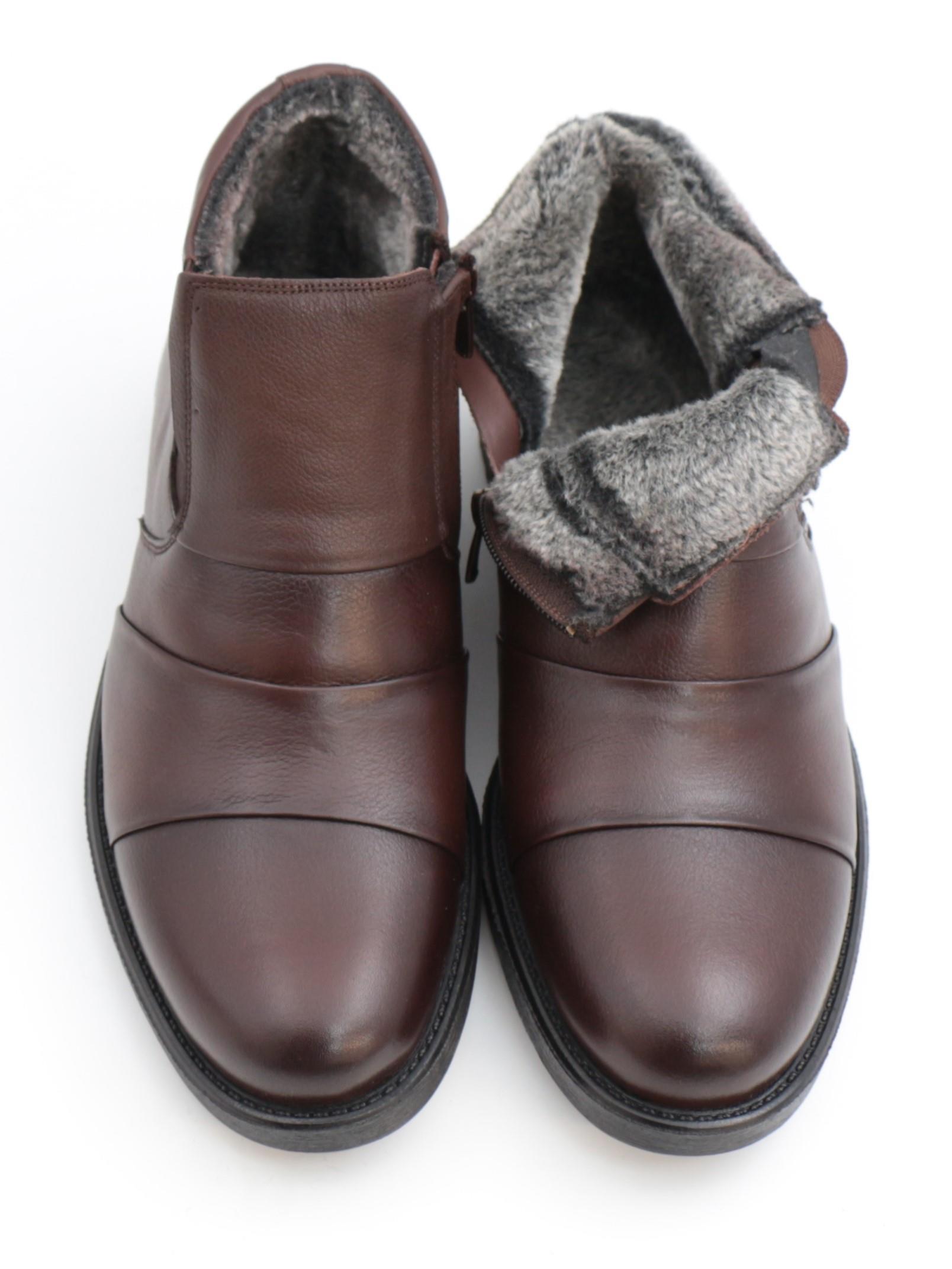 Fermend 144 Kahve Hakiki Deri Kürklü Erkek Bot