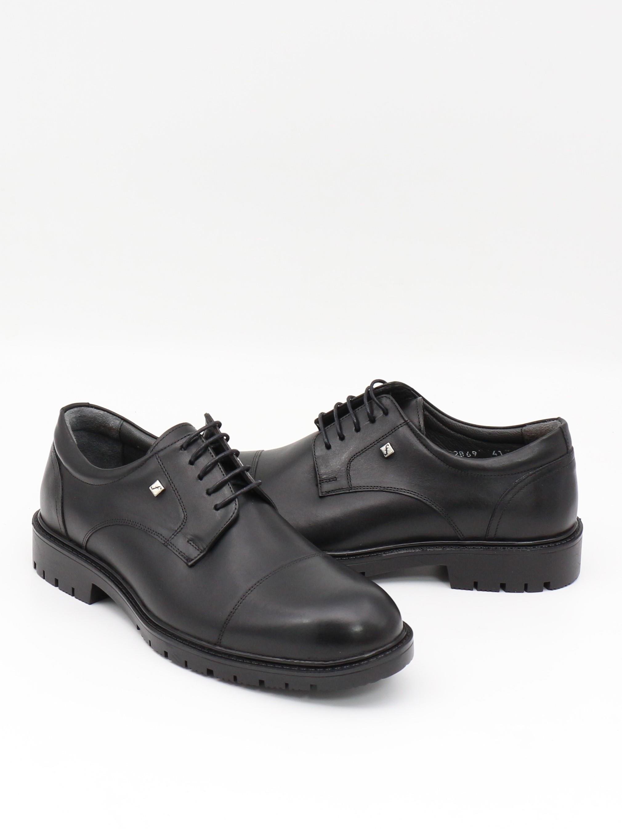 Fosco 2869 Siyah Hakiki Deri Kauçuk Taban Erkek Ayakkabı