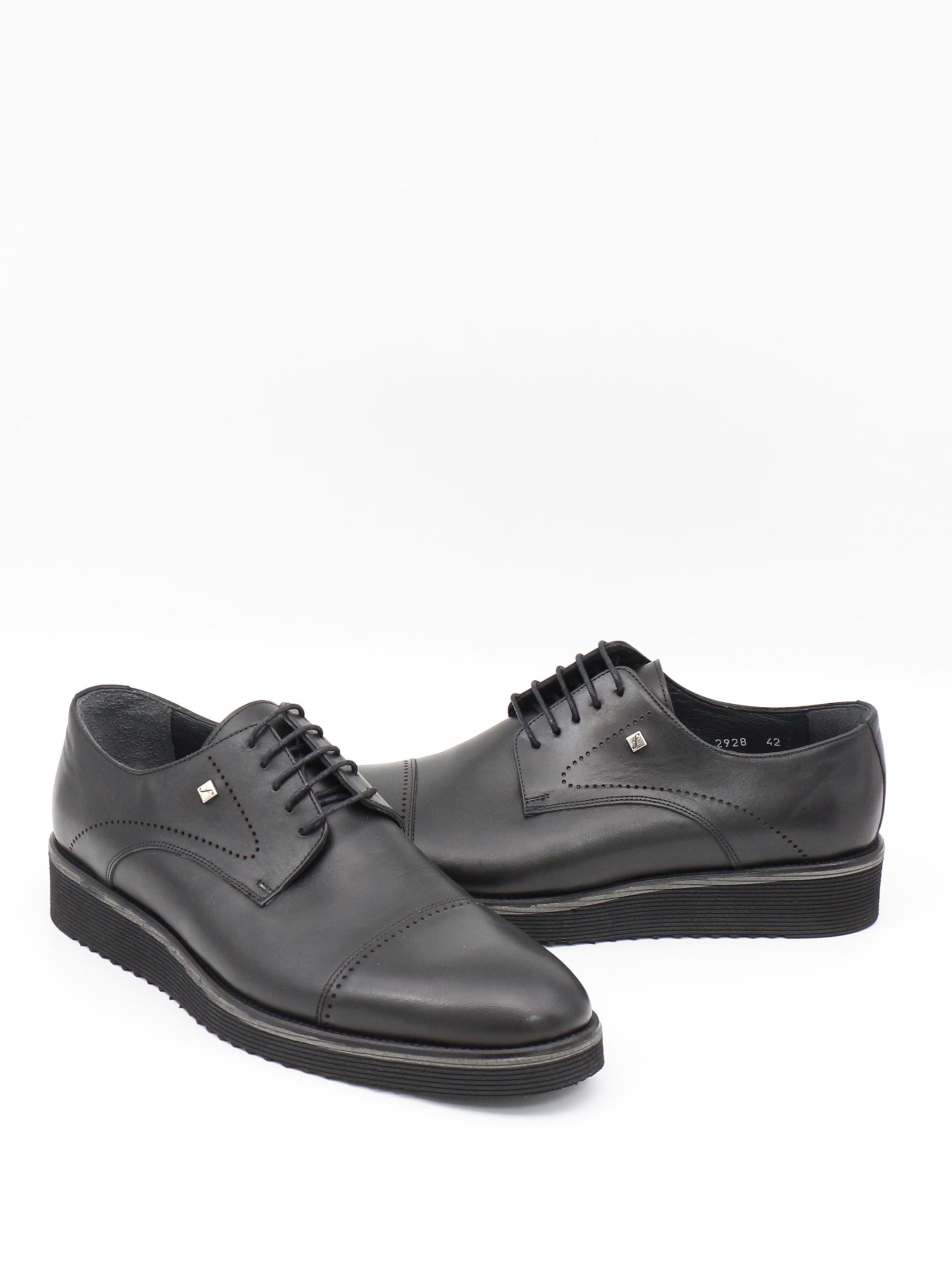 Fosco 2928 Siyah Hakiki Deri Eva Taban Erkek Ayakkabı