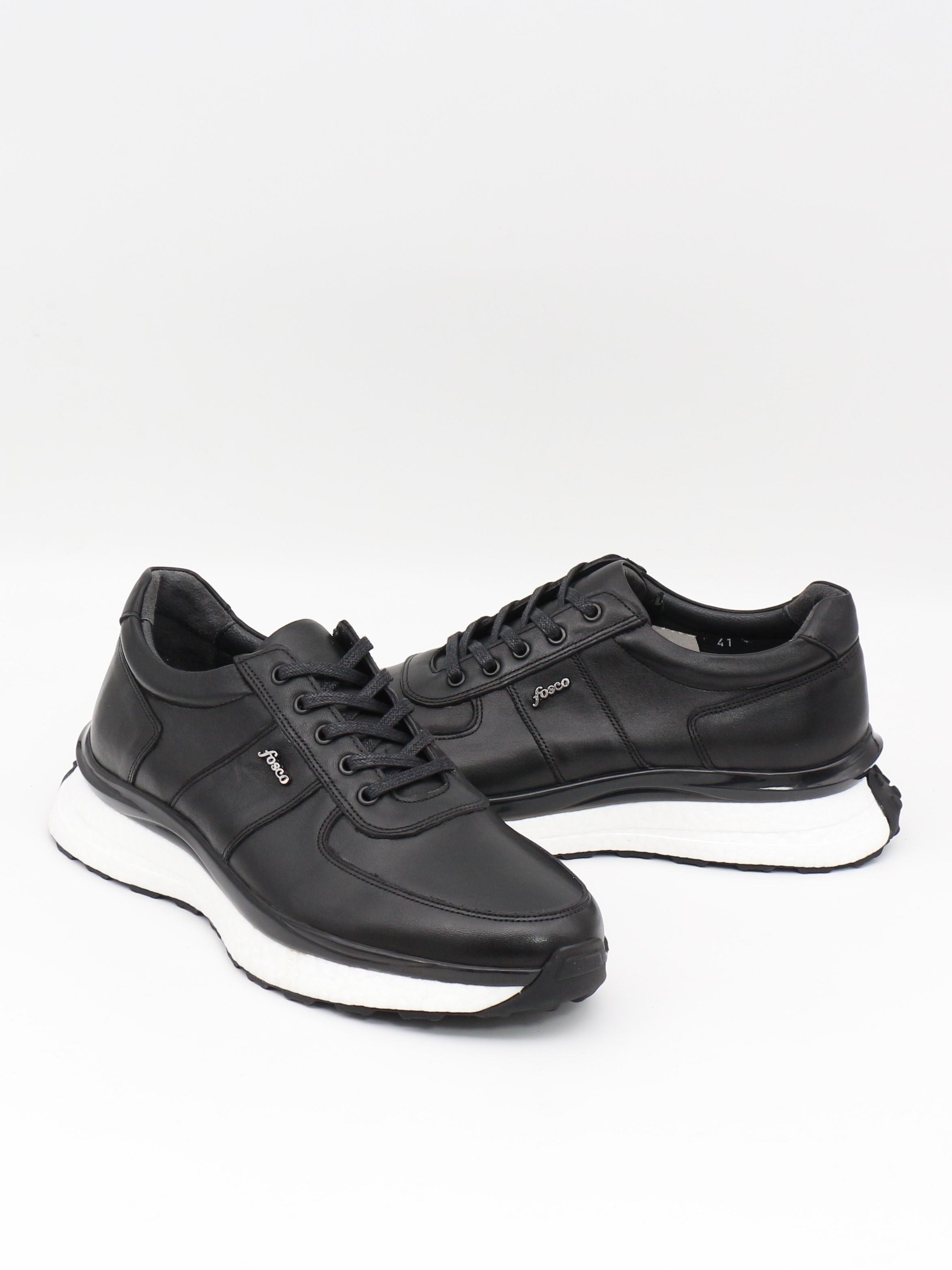 Fosco 2982 Siyah Hakiki Deri Eva Taban Erkek Sneakers