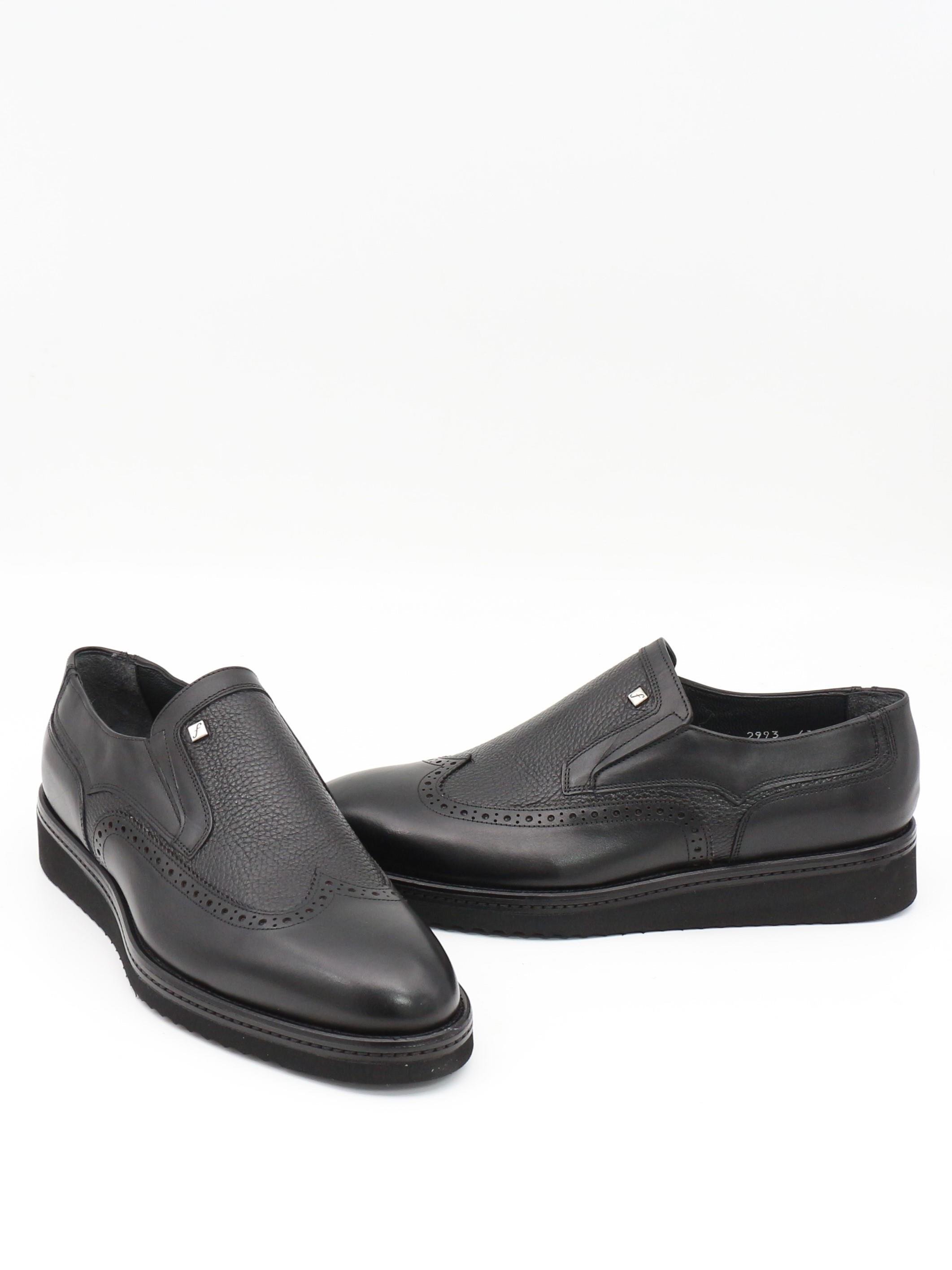 Fosco 2993 Siyah Hakiki Deri Eva Taban Erkek Ayakkabı