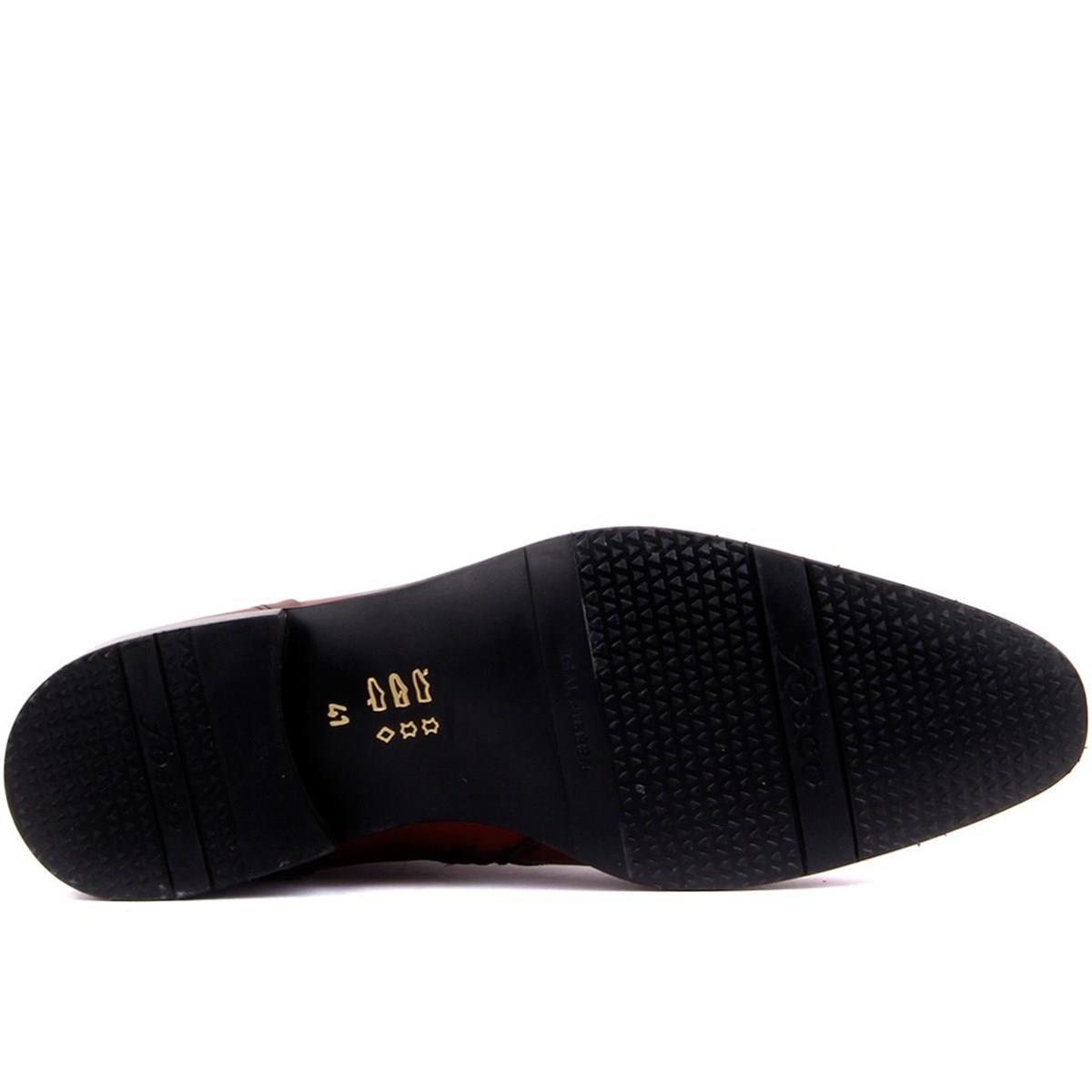 Fosco 3565 Fermuarlı Hakiki Deri Taba Kauçuk Taban Erkek Bot