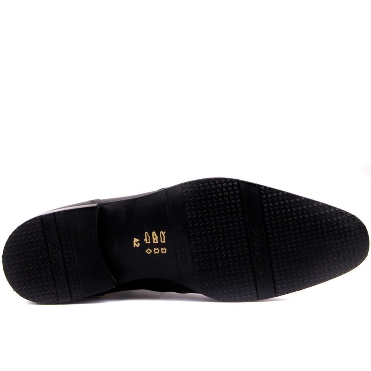 Fosco 3565 Siyah Fermuarlı Hakiki Deri Kauçuk Taban Erkek Bot