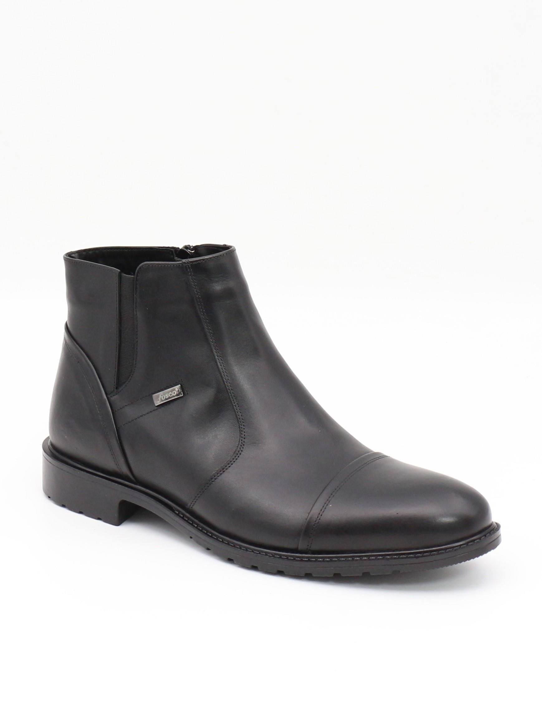 Fosco 3580-1 Siyah Hakiki Deri Kauçuk Taban Kürklü Erkek Bot