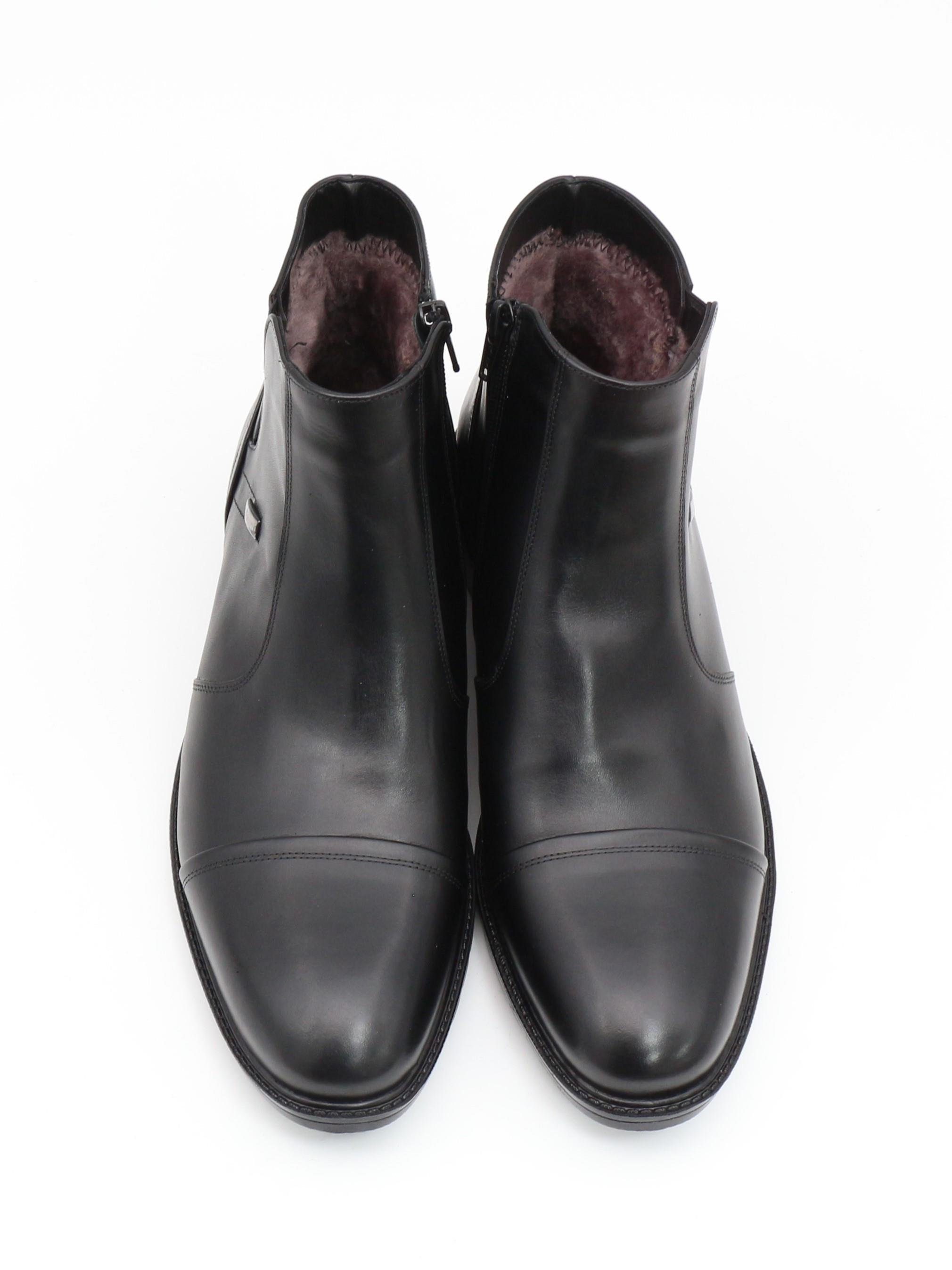 Fosco 3580-1 Siyah Hakiki Deri Kauçuk Taban Kürklü Erkek Bot