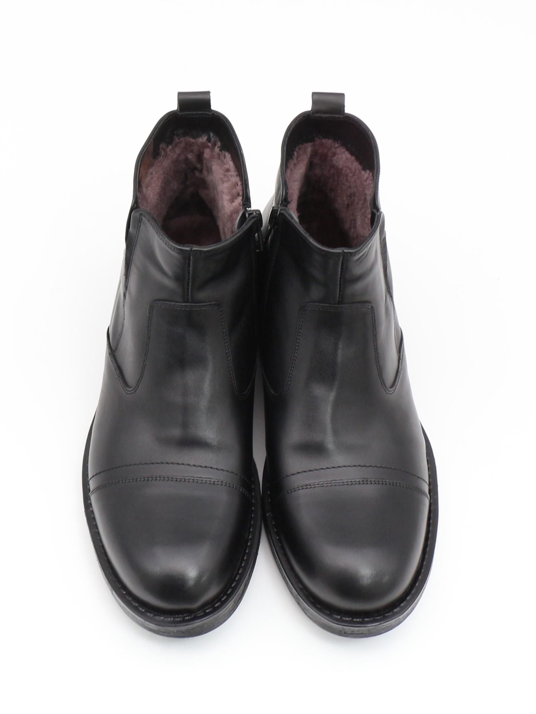 Fosco 4569 Siyah Hakiki Deri Kauçuk Taban Kürklü Erkek Bot