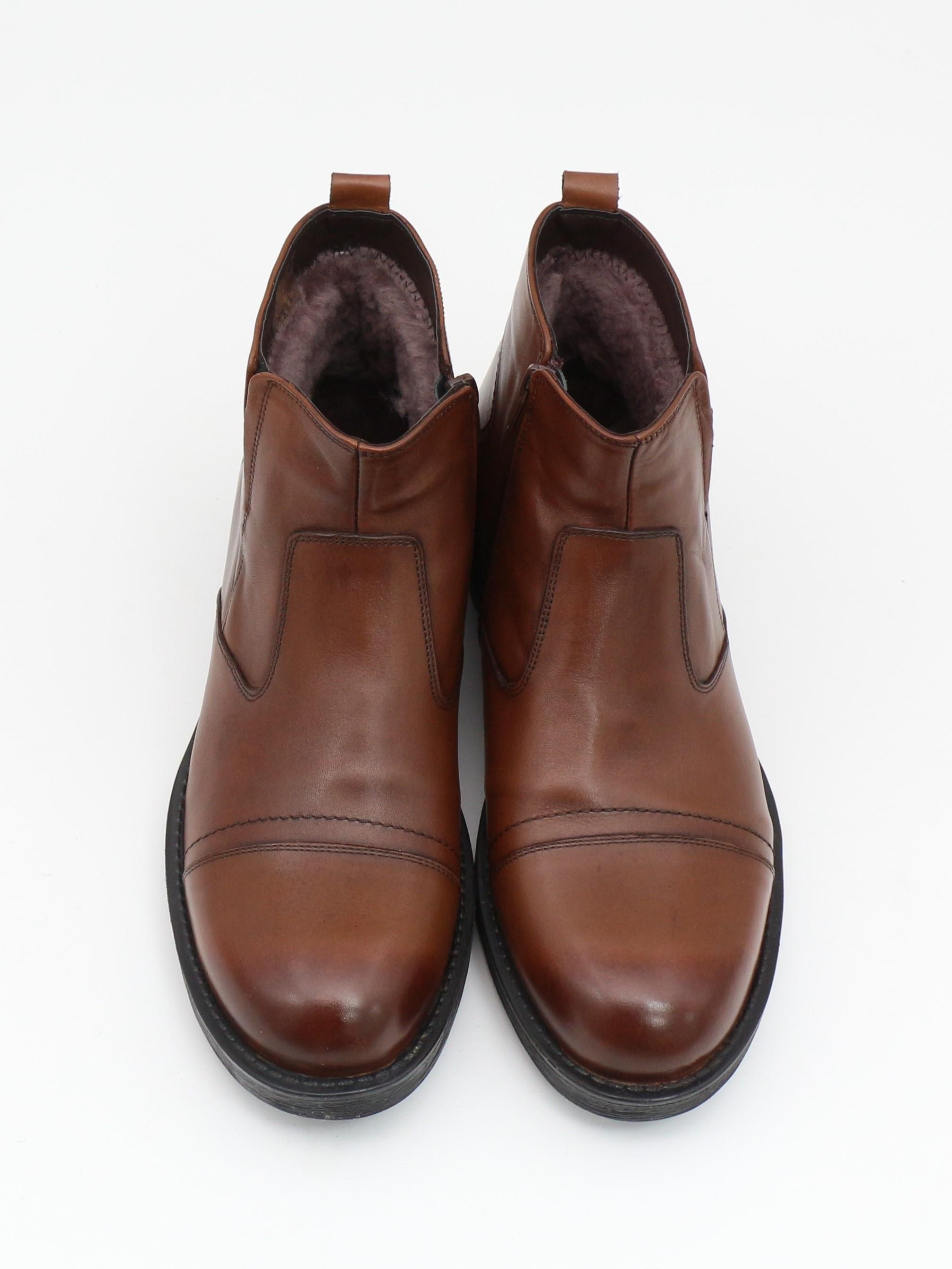 Fosco 4569 Taba Hakiki Deri Kauçuk Taban Kürklü Erkek Bot