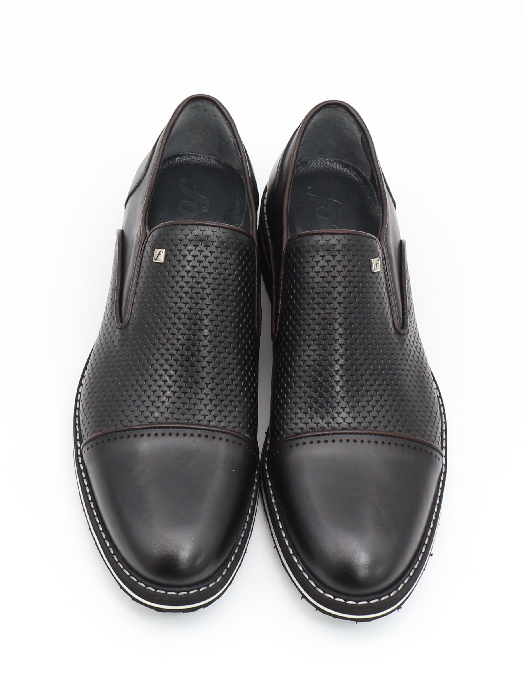 Fosco 9525 Siyah Hakiki Deri Eva Taban Erkek Ayakkabı