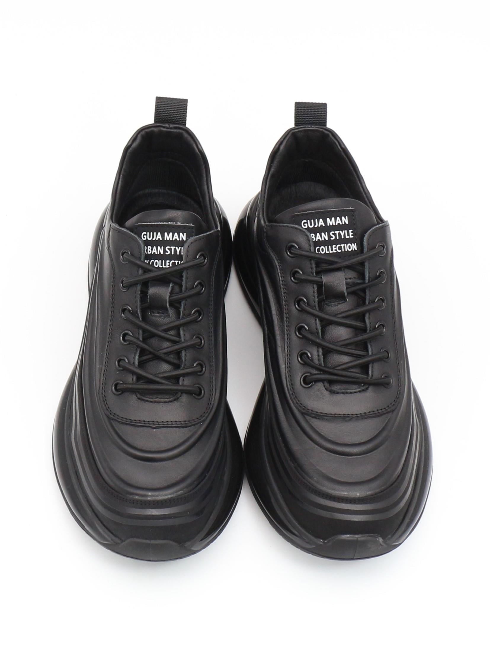 Guja 23K504-5 Siyah Hakiki Deri Air Taban Erkek Sneakers