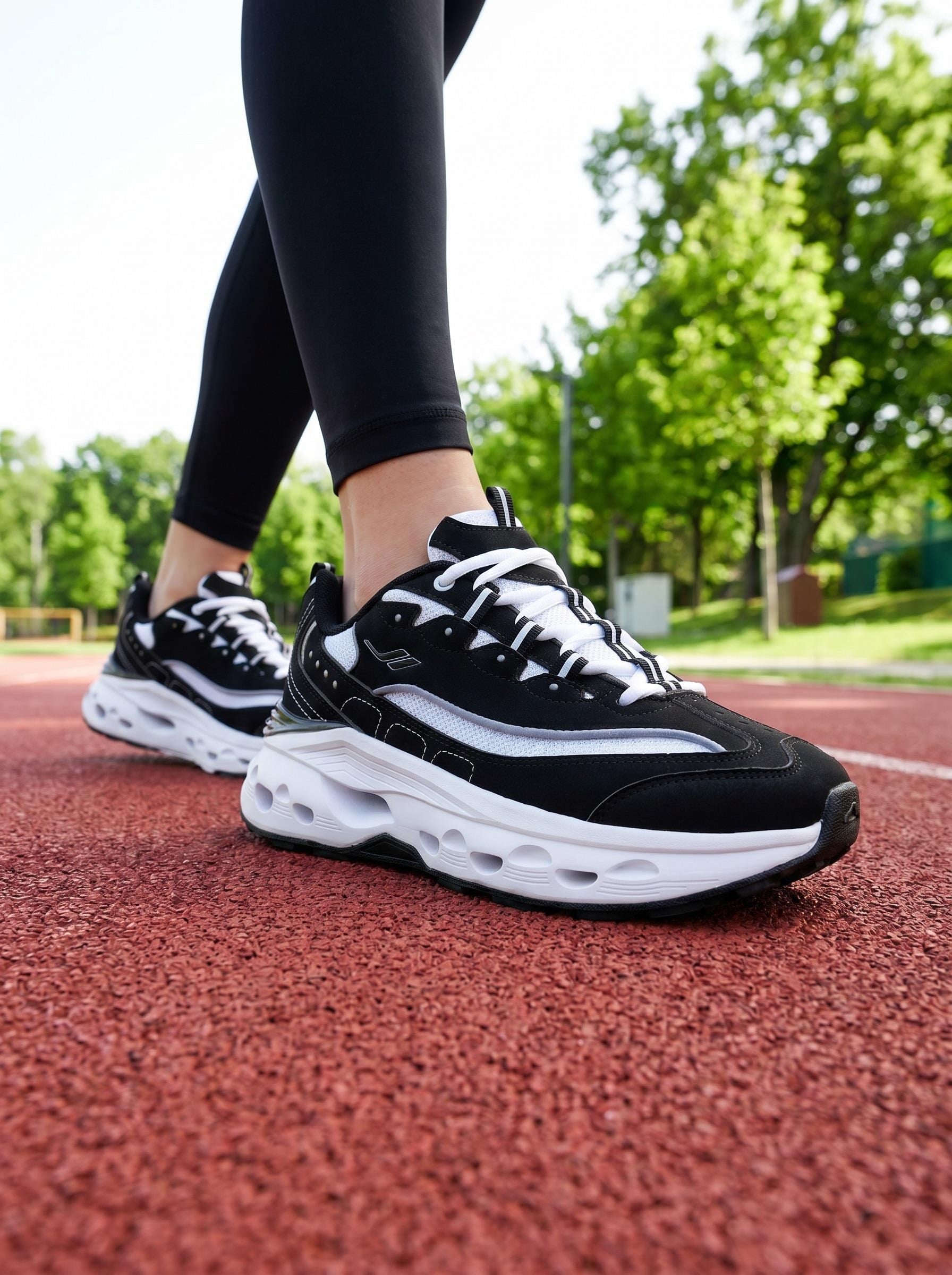 Lescon Anita Easy Step Siyah Beyaz Kadın Spor Ayakkabı