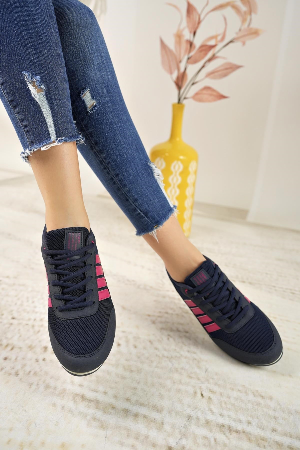 Liger 7218 Laci Fuşya Memory Foam Kadın Spor Ayakkabı