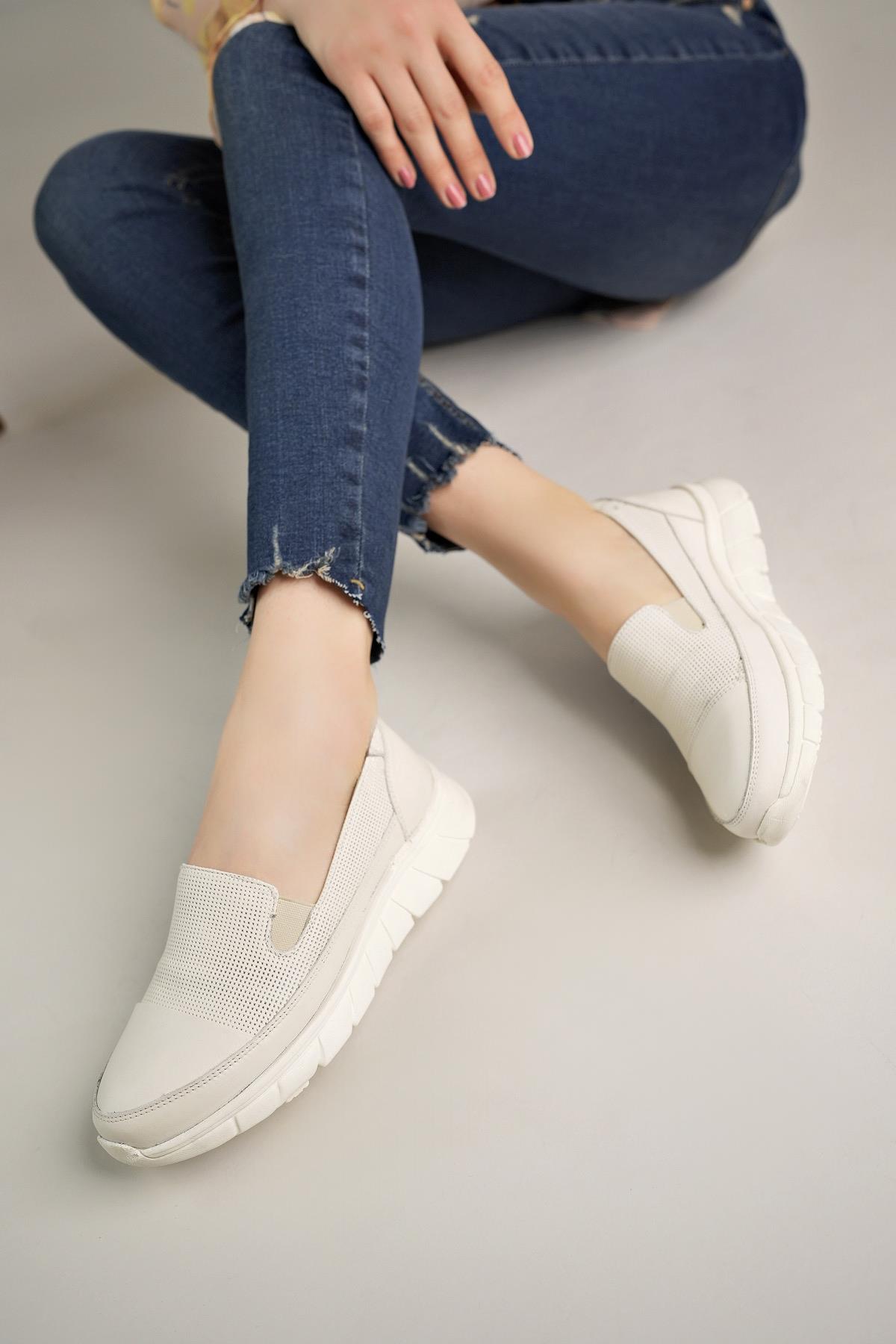 Mammamia D24YA 3620 Kemik Hakiki Deri Anatomik Kadın Ayakkabı