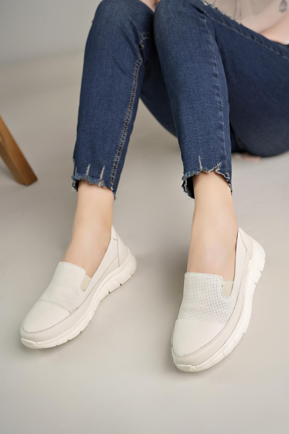 Mammamia D24YA 3620 Kemik Hakiki Deri Anatomik Kadın Ayakkabı