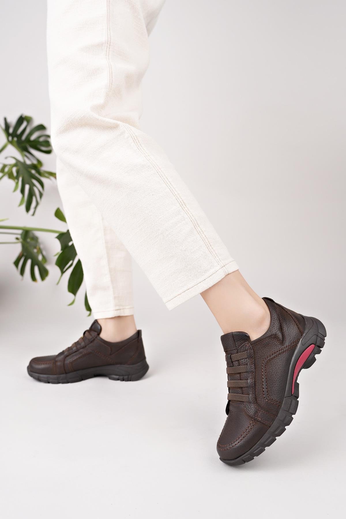 Mammamia D25KA 3465 Kakao Nubuk Hakiki Deri Kadın Ayakkabı