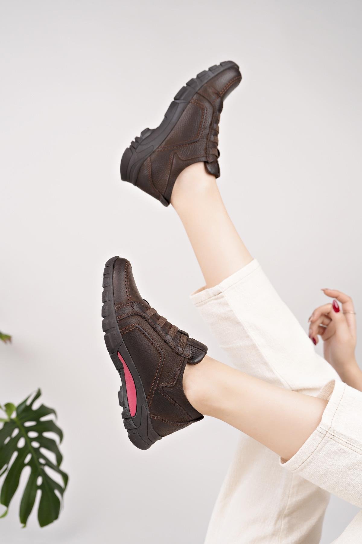 Mammamia D25KA 3465 Kakao Nubuk Hakiki Deri Kadın Ayakkabı