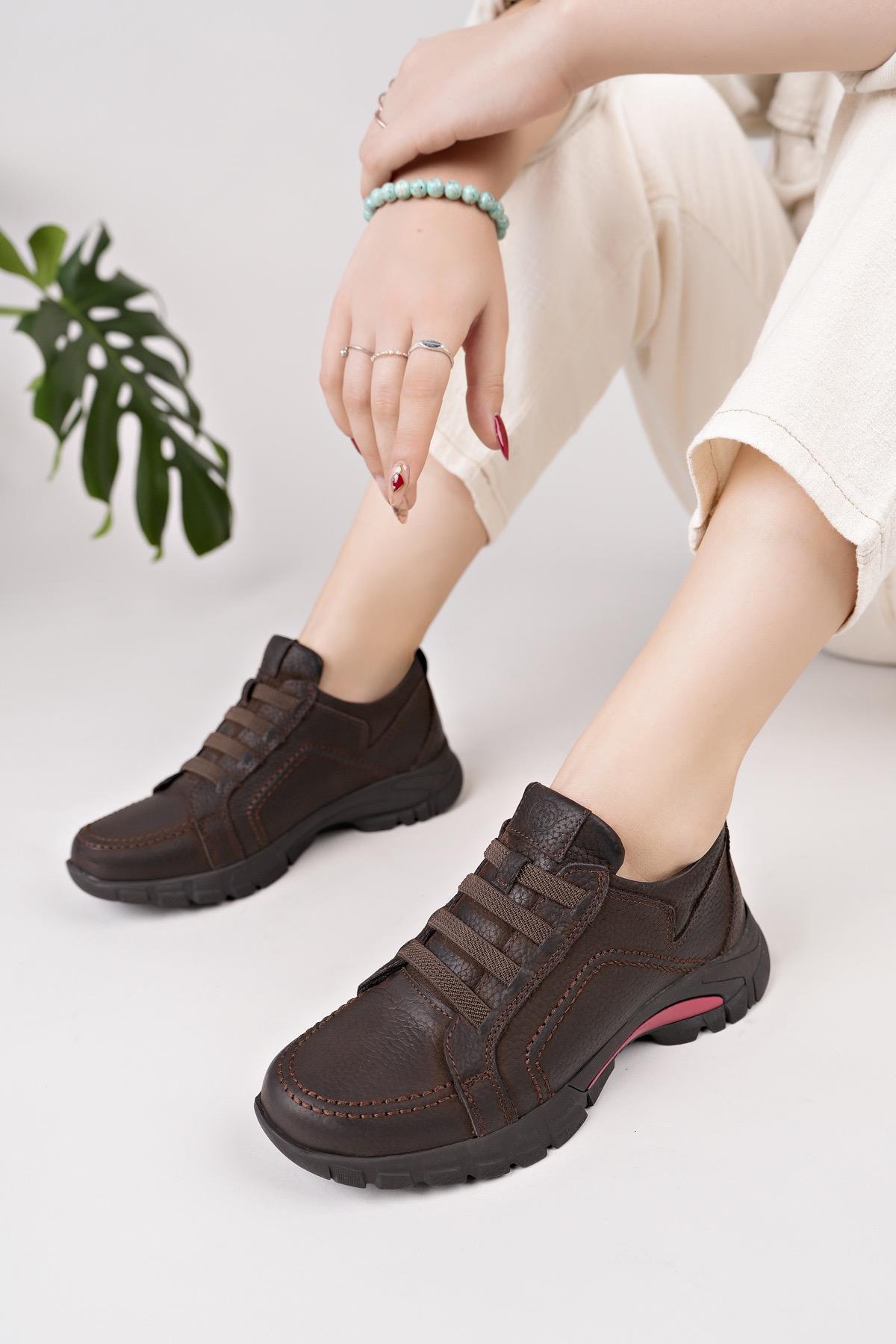 Mammamia D25KA 3465 Kakao Nubuk Hakiki Deri Kadın Ayakkabı