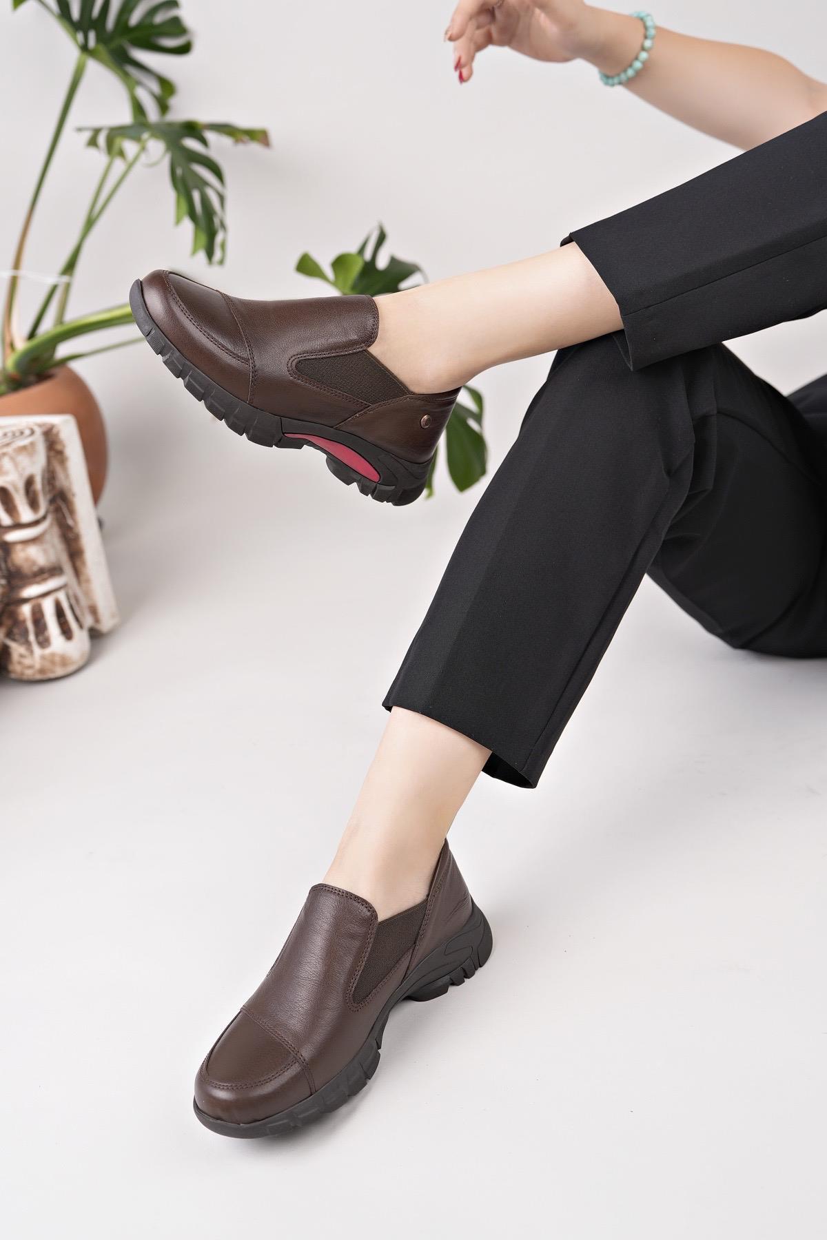 Mammamia D25KA 3480 Kahve Hakiki Deri Kadın Ayakkabı