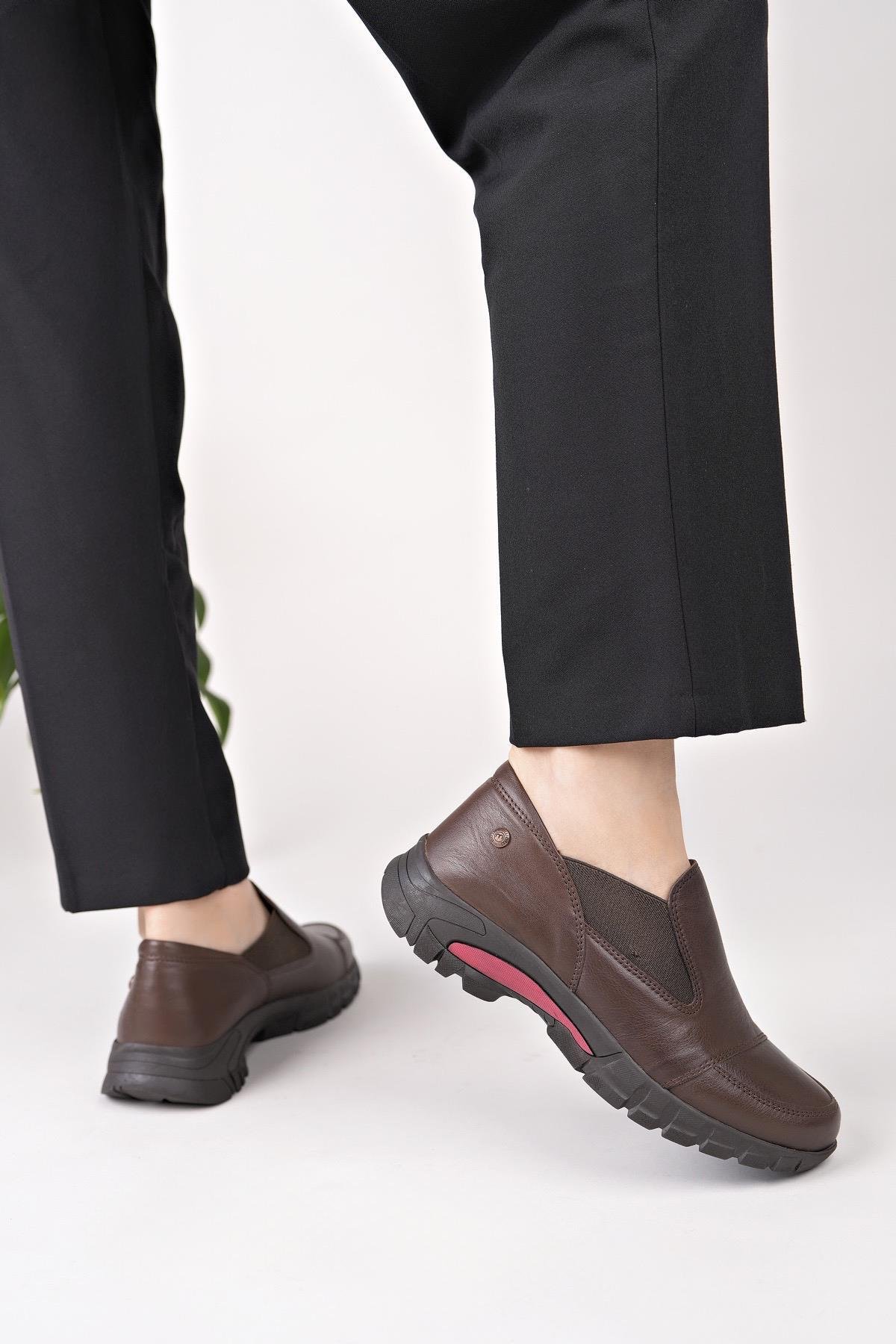 Mammamia D25KA 3480 Kahve Hakiki Deri Kadın Ayakkabı