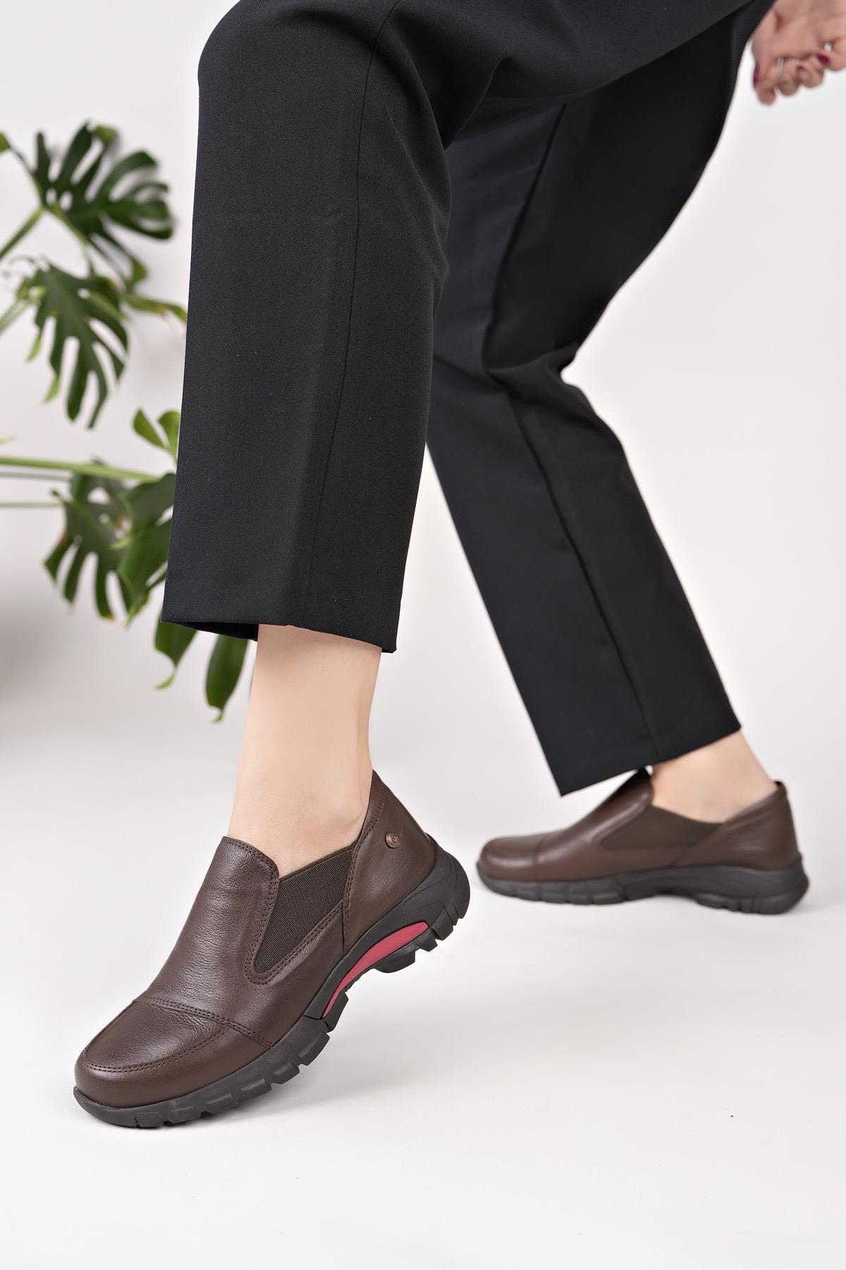 Mammamia D25KA 3480 Kahve Hakiki Deri Kadın Ayakkabı