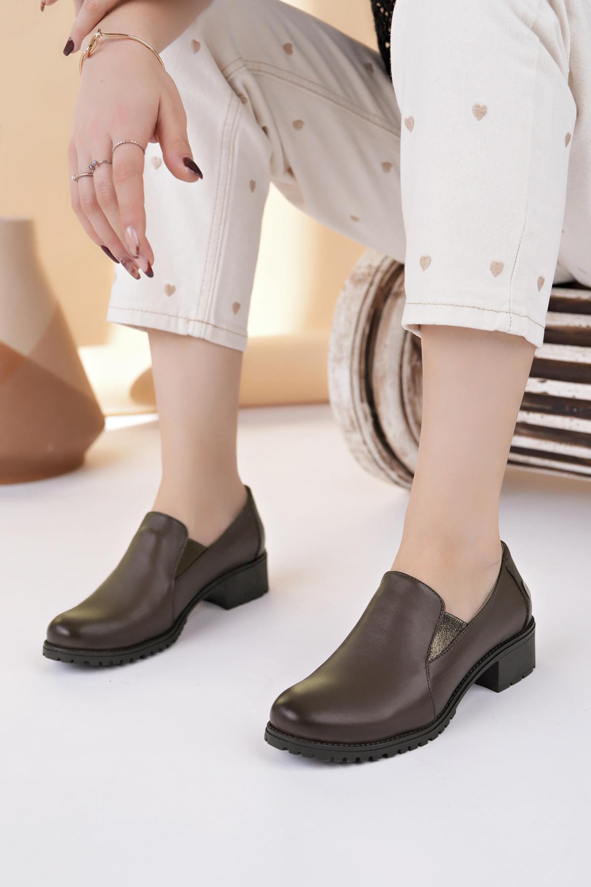 Mammamia D25KA 880 Kahve Hakiki Deri Topuklu Kadın Ayakkabı