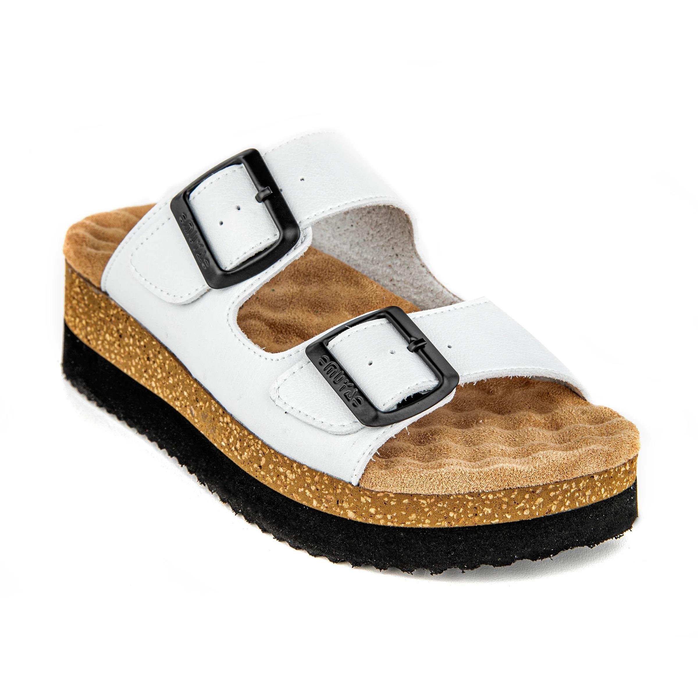 Muya Recast 33235 Beyaz Tokalı Mantar Tabanlı Kadın Terlik