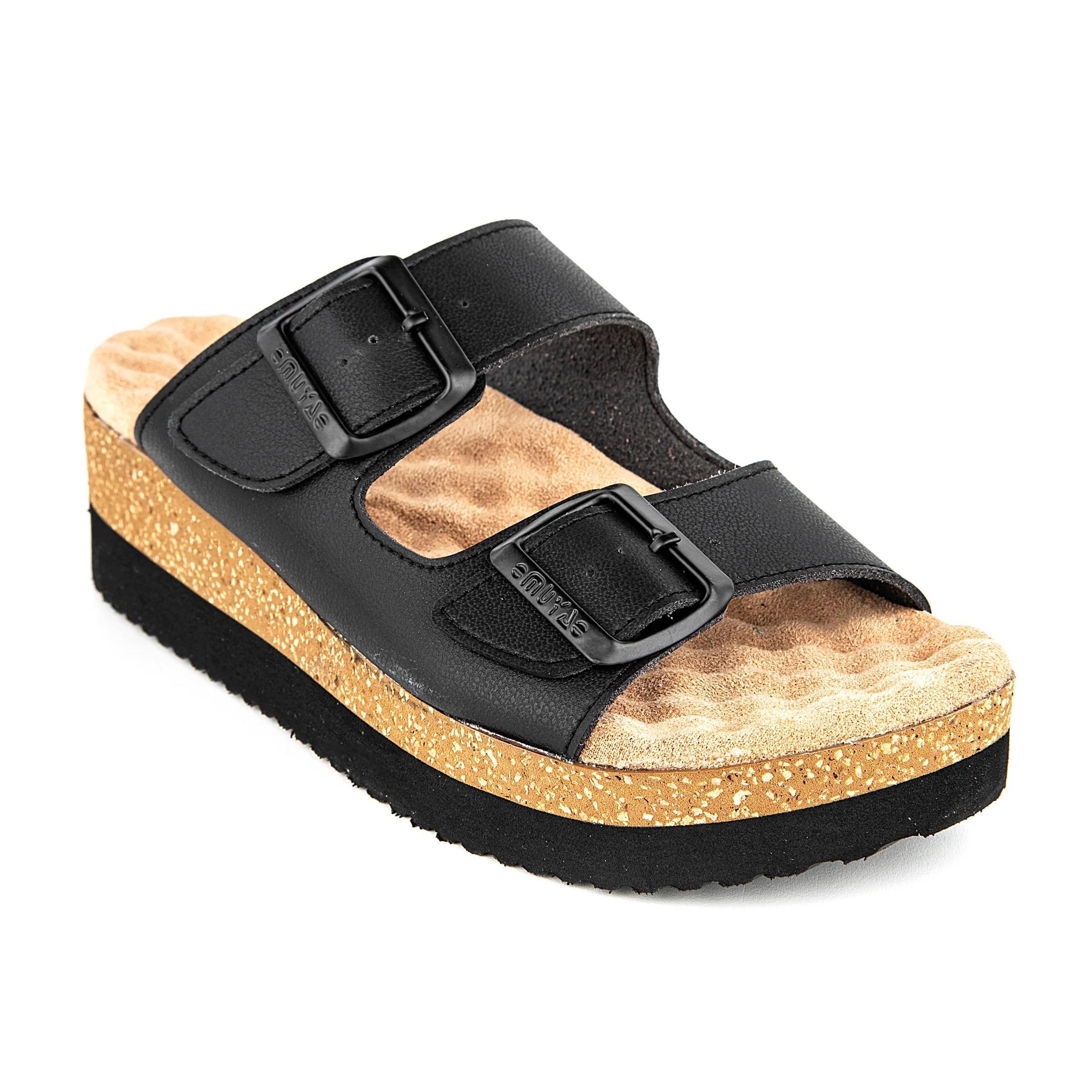 Muya Recast 33235 Siyah Tokalı Mantar Tabanlı Kadın Terlik