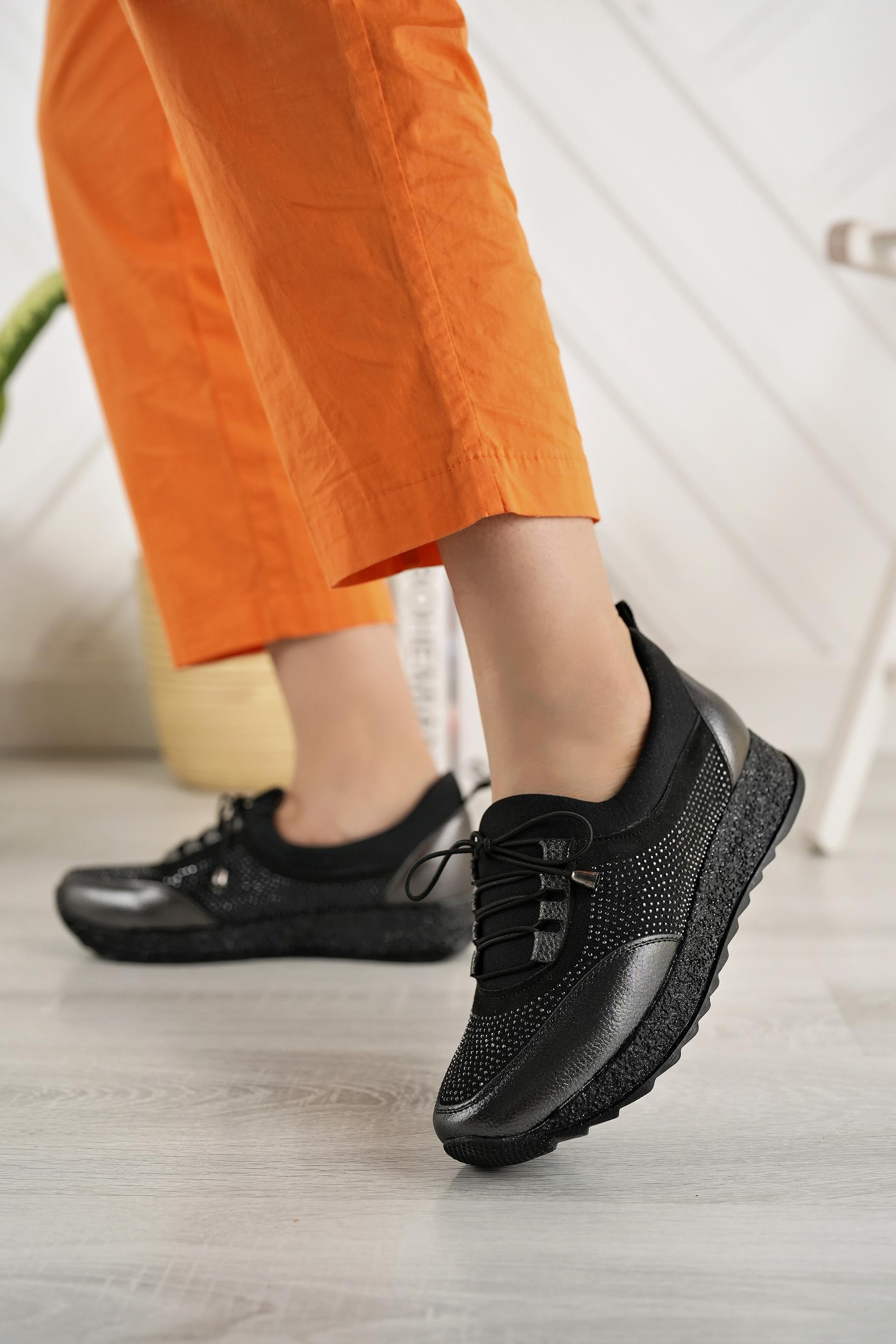 Nesil Shoes Acr 15 Platin Taşlı Strech Kadın Ayakkabı