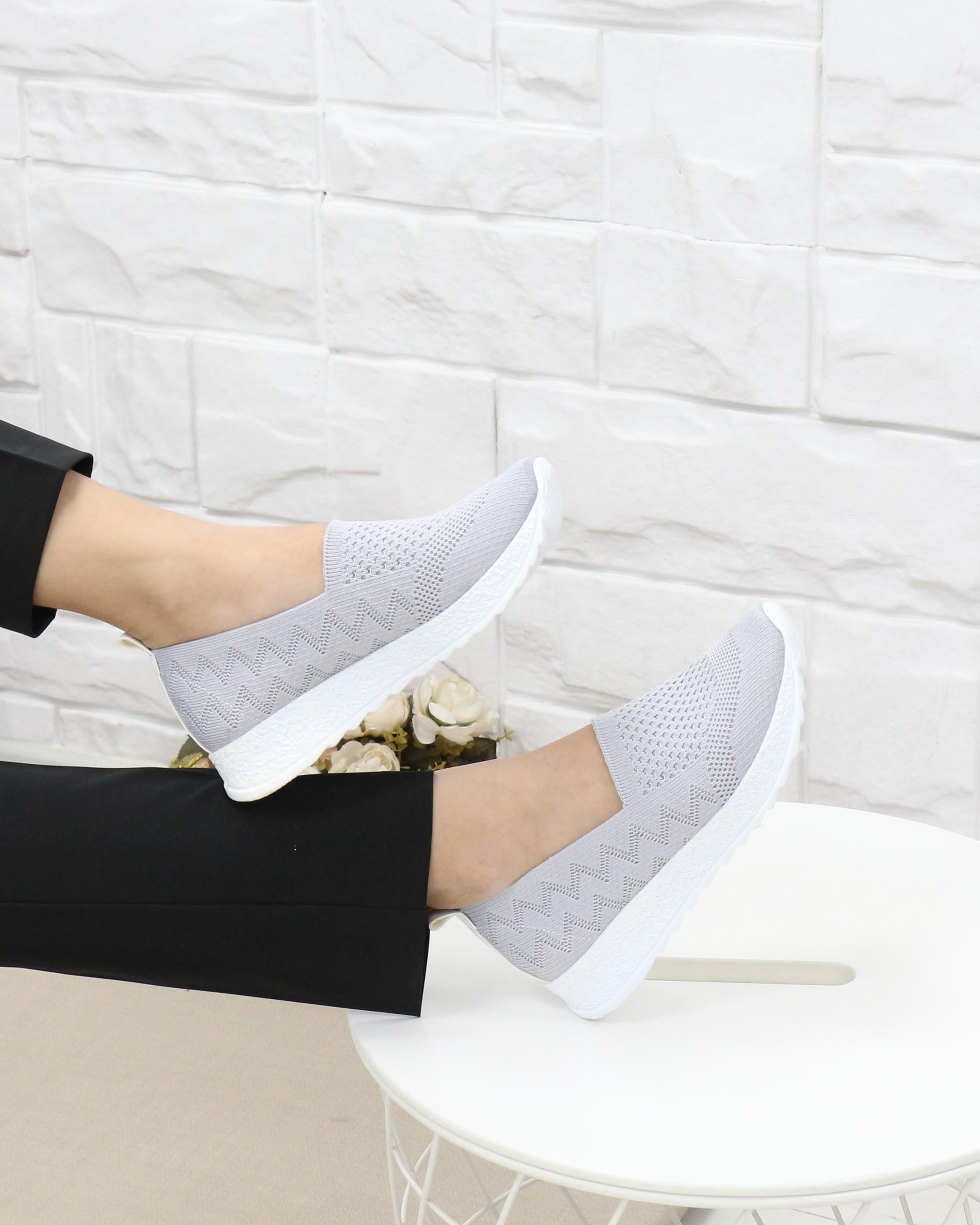 Nesil shoes Aky 055 Gri Triko Yazlık Kadın Ayakkabı