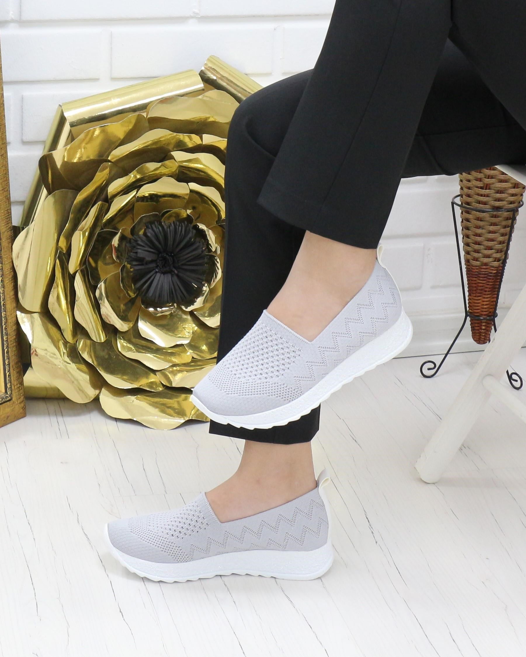Nesil shoes Aky 055 Gri Triko Yazlık Kadın Ayakkabı