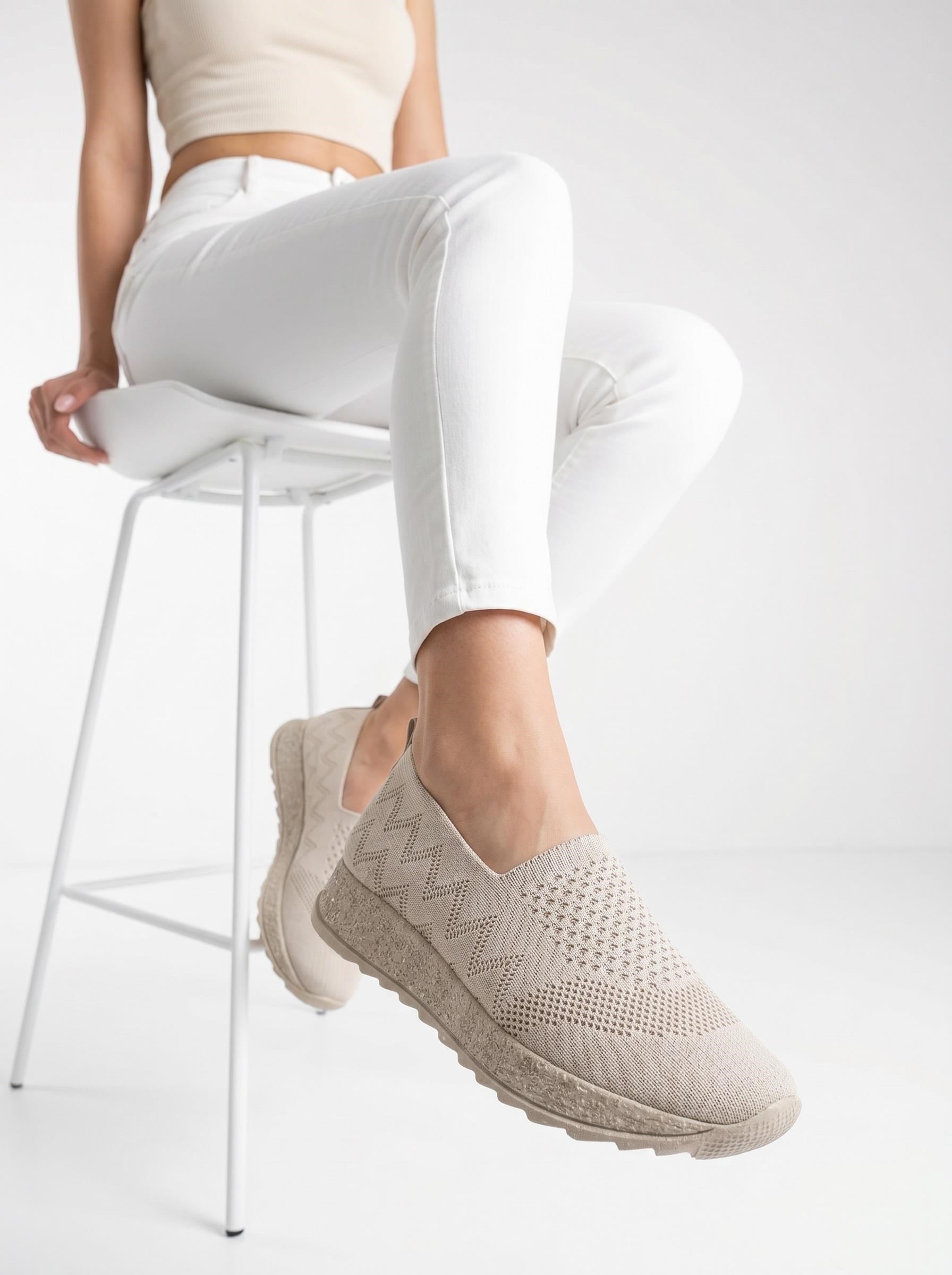 Nesil Shoes Aky 055 Krem Triko Yazlık Kadın Ayakkabı