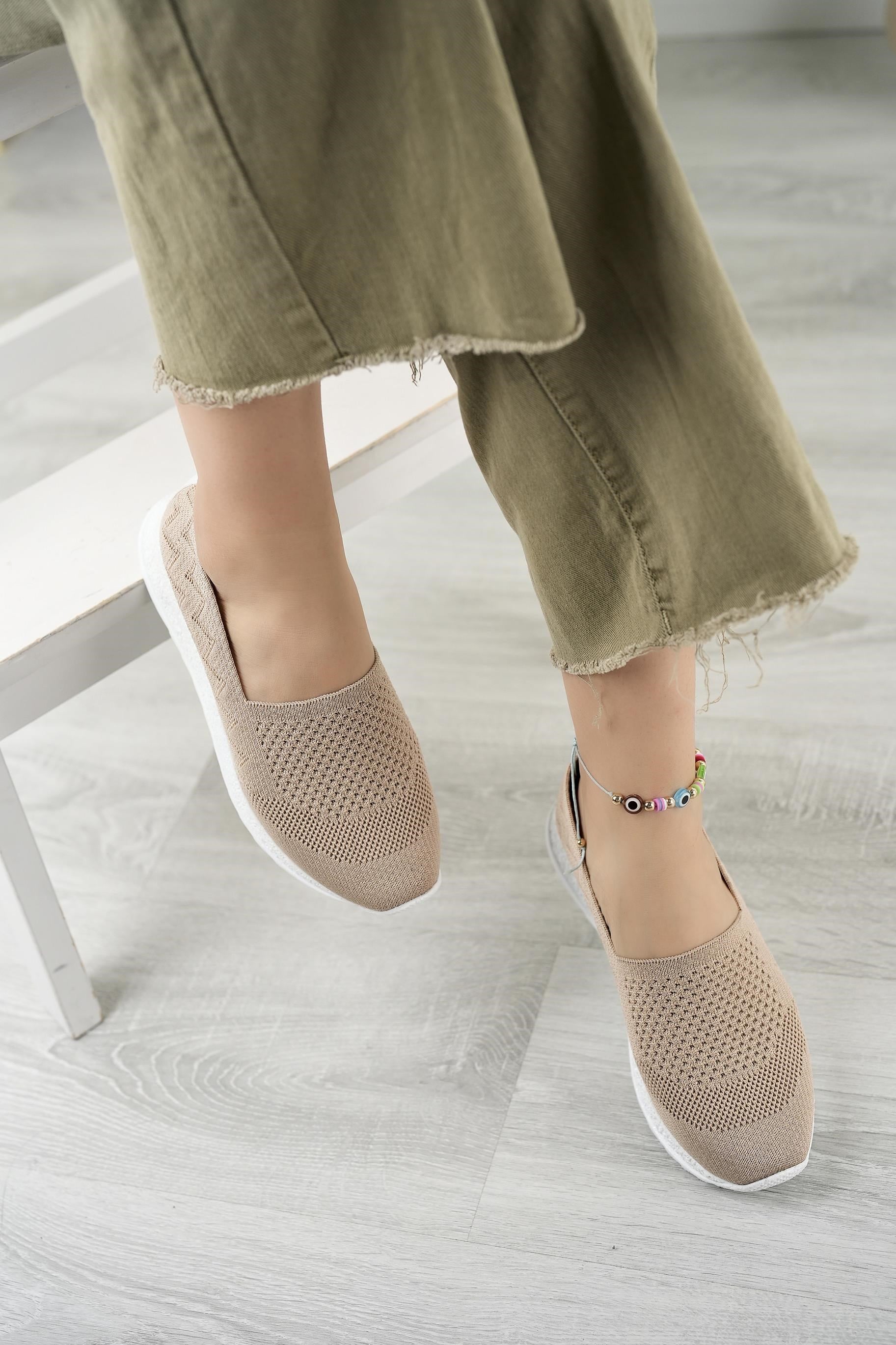 Nesil shoes Aky 055 Nude Triko Yazlık Kadın Ayakkabı