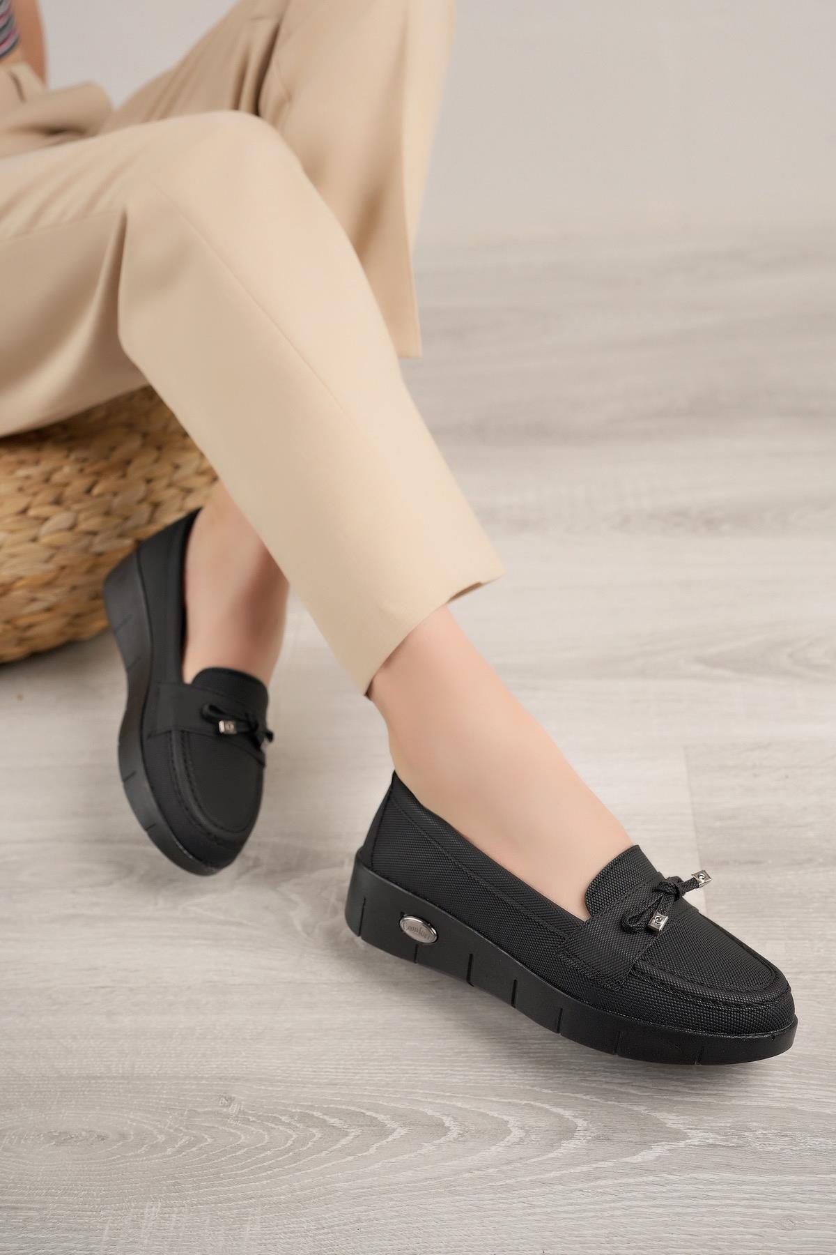 Nesil Shoes Ayzen 502 Siyah Kot Anatomik Kadın Ayakkabı