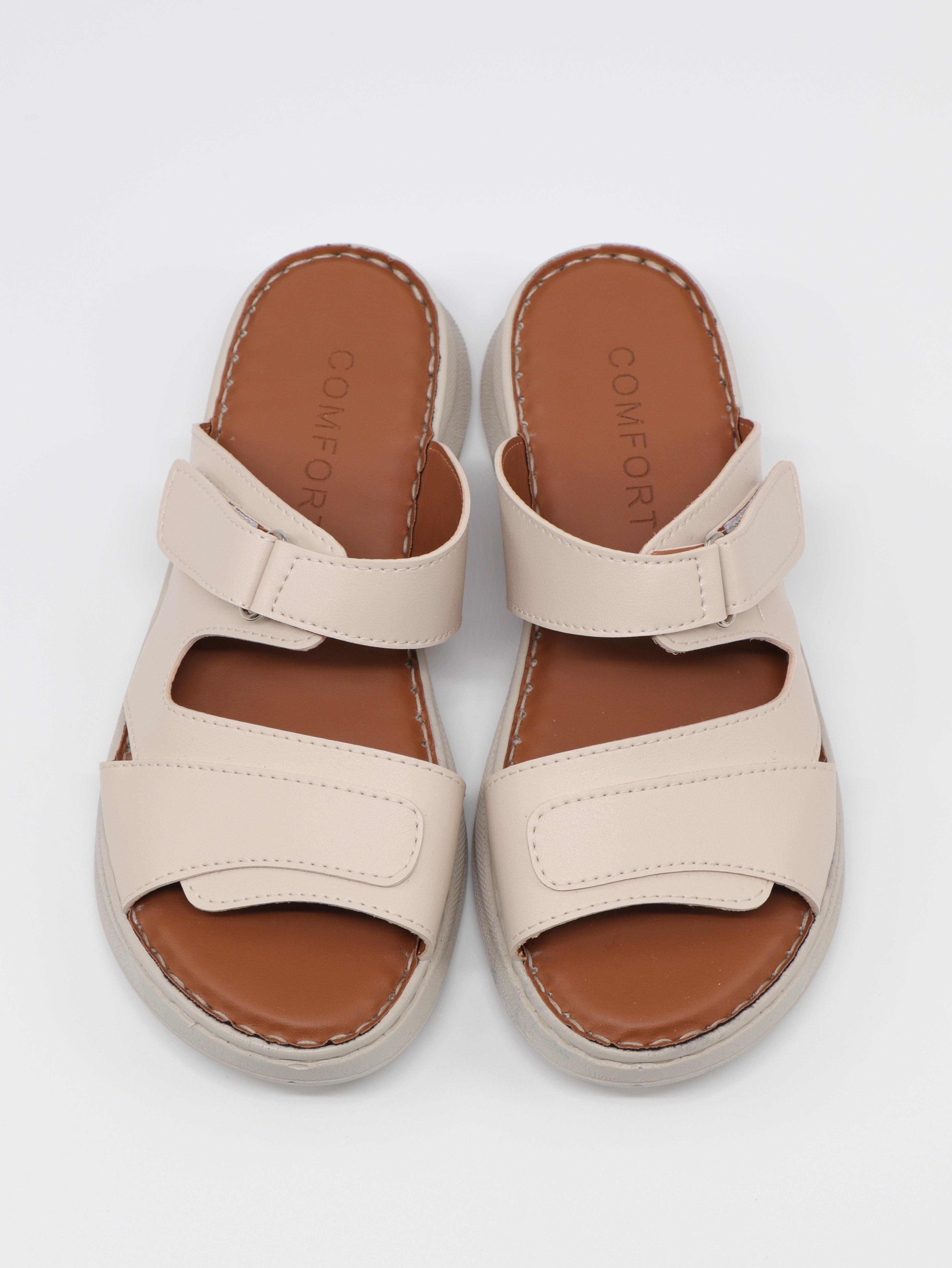 Nesil Shoes Bell 25145 Bej Anatomik Cırtlı Kadın Terlik