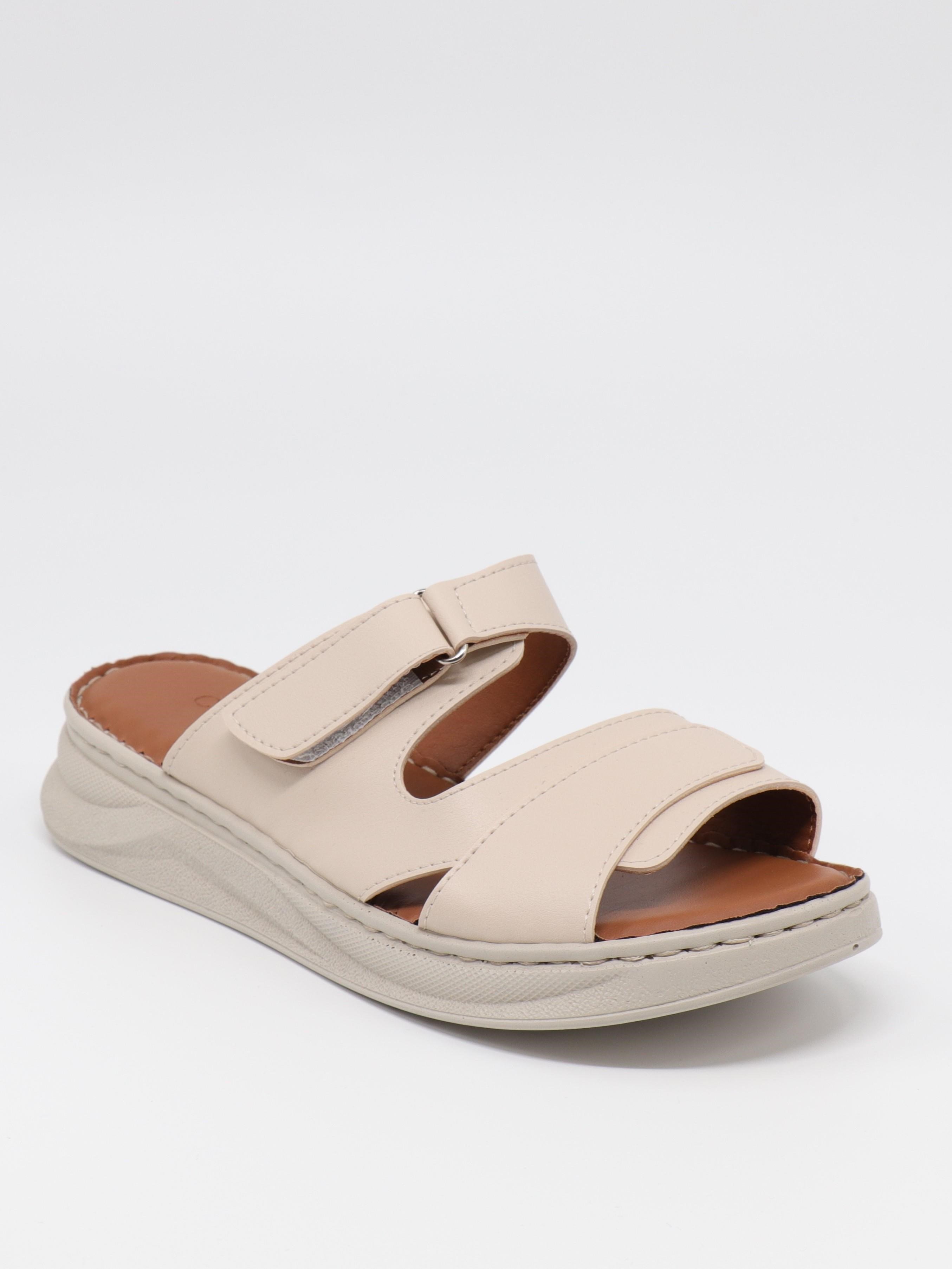 Nesil Shoes Bell 25145 Bej Anatomik Cırtlı Kadın Terlik