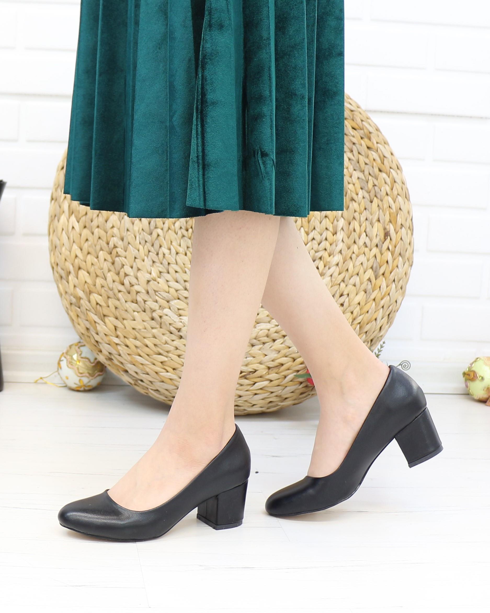 Nesil Shoes Bln 110 Siyah Kumaş Günlük Topuklu Kadın Ayakkabı