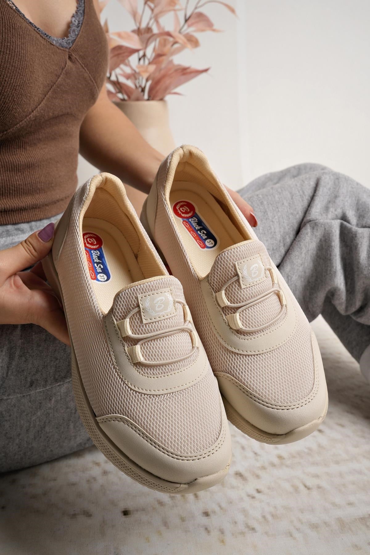 Nesil Shoes Bsea 575 Bej Memory Foam Kadın Yürüyüş Ayakkabısı