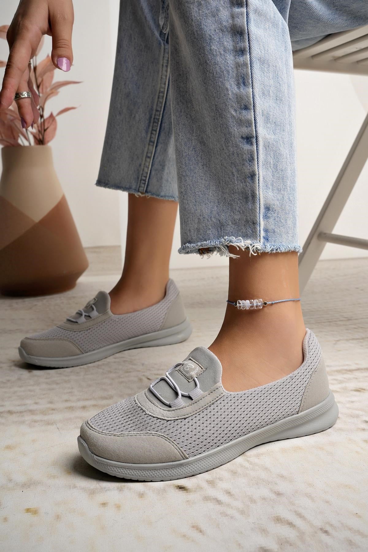 Nesil Shoes Bsea 575 Buz gri Memory Foam Kadın Yürüyüş Ayakkabısı