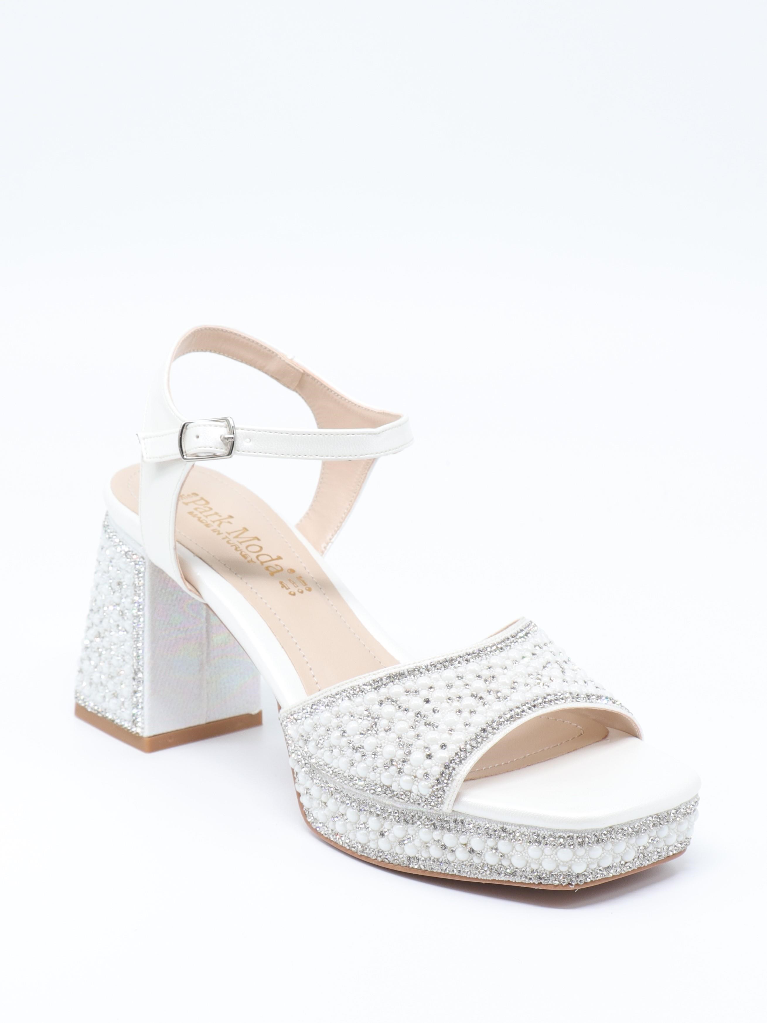 Nesil Shoes Carel 109 Sedef Taşlı Platform Kadın Sandalet