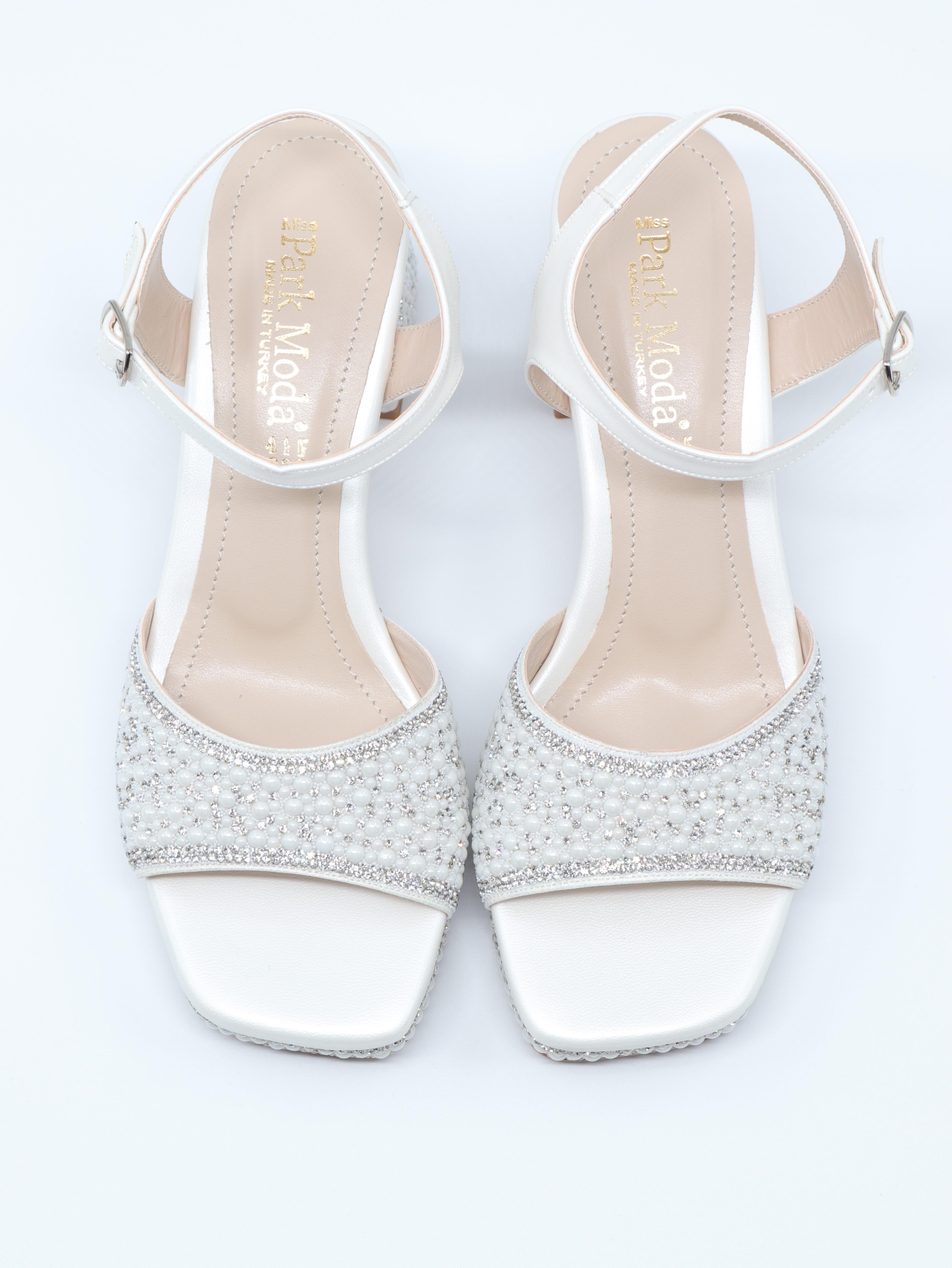 Nesil Shoes Carel 109 Sedef Taşlı Platform Kadın Sandalet