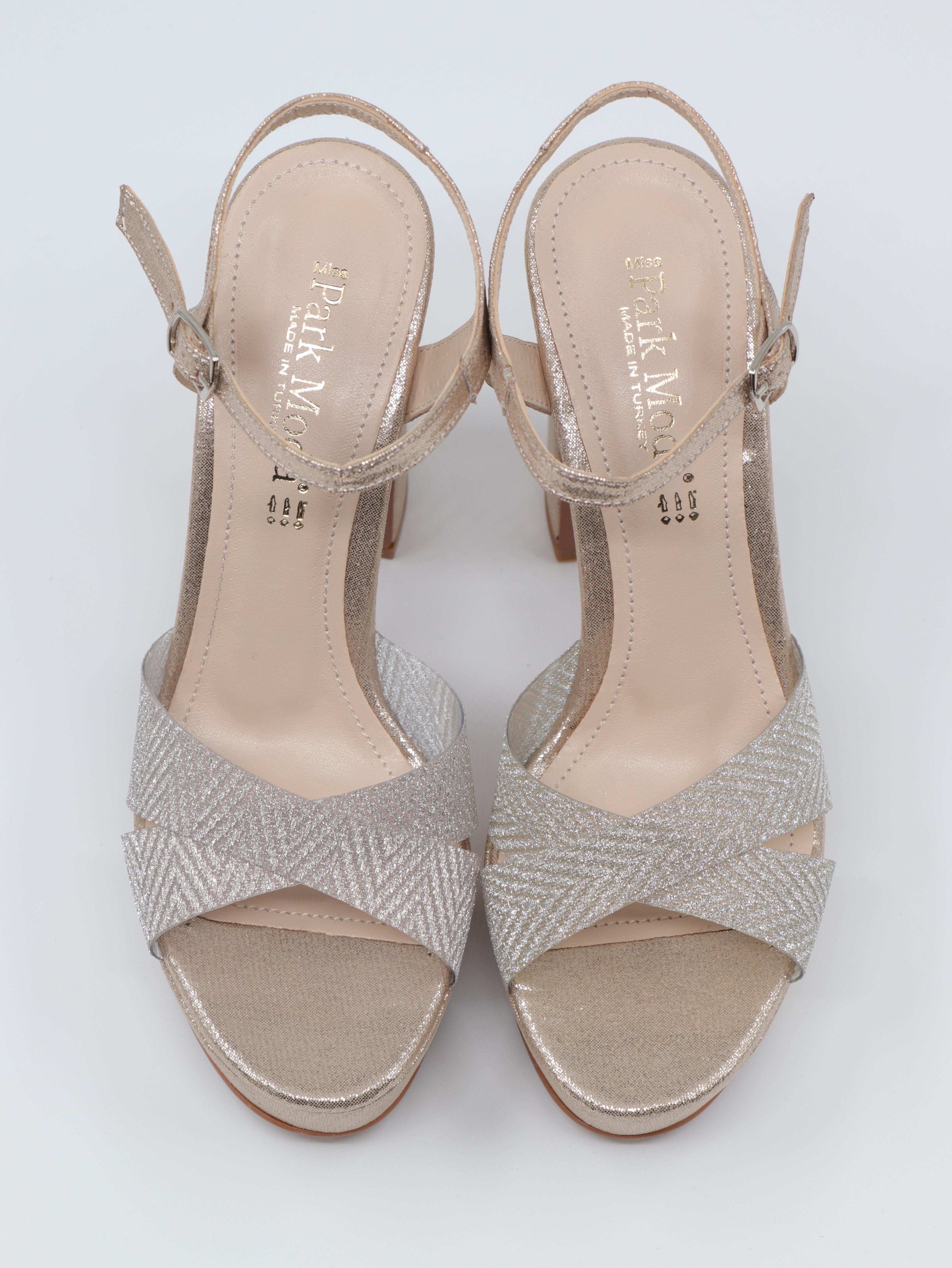 Nesil Shoes Carel 2057 Altın Simli Platform Kadın Sandalet