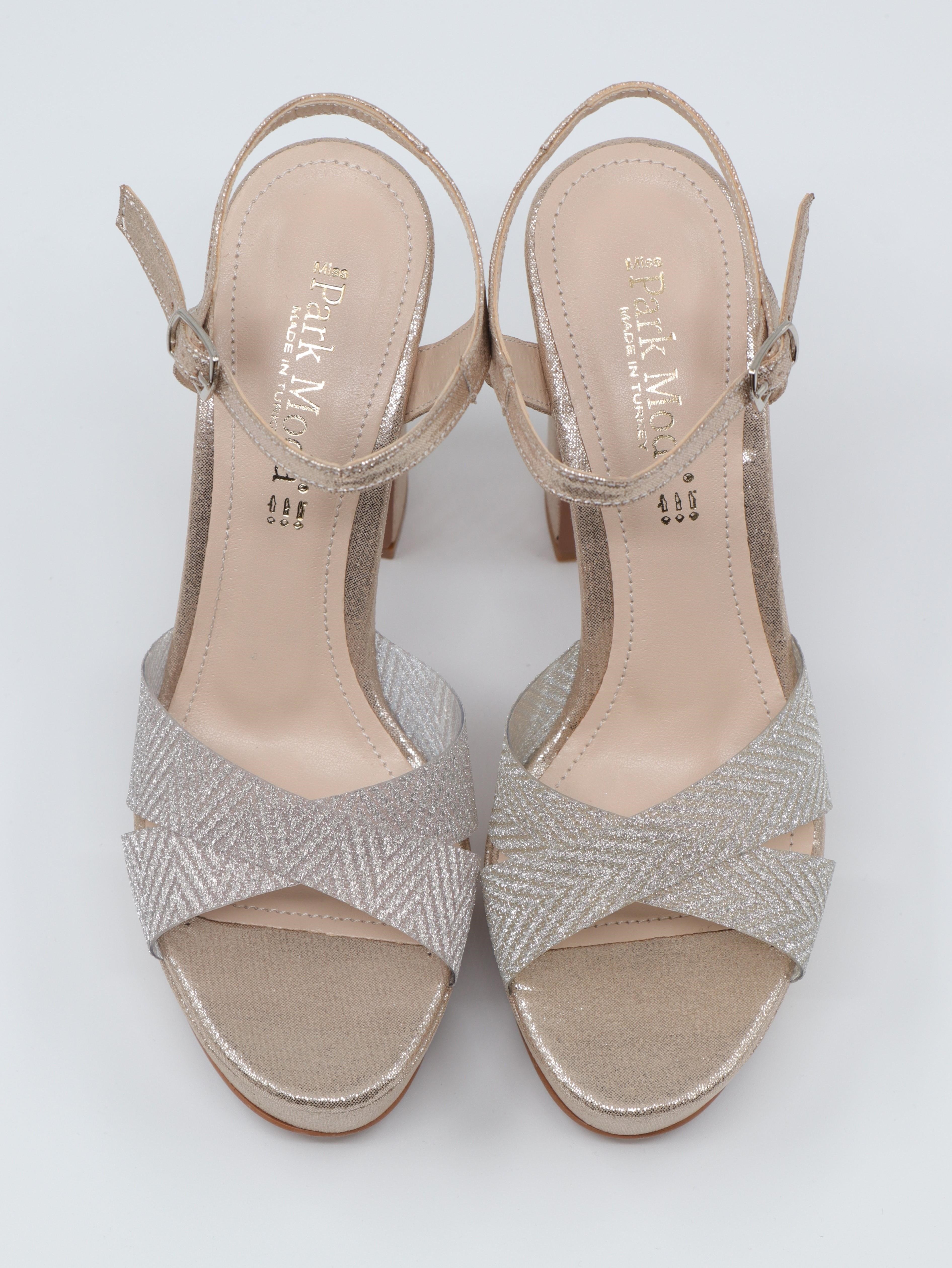 Nesil Shoes Carel 2057 Altın Simli Platform Kadın Sandalet