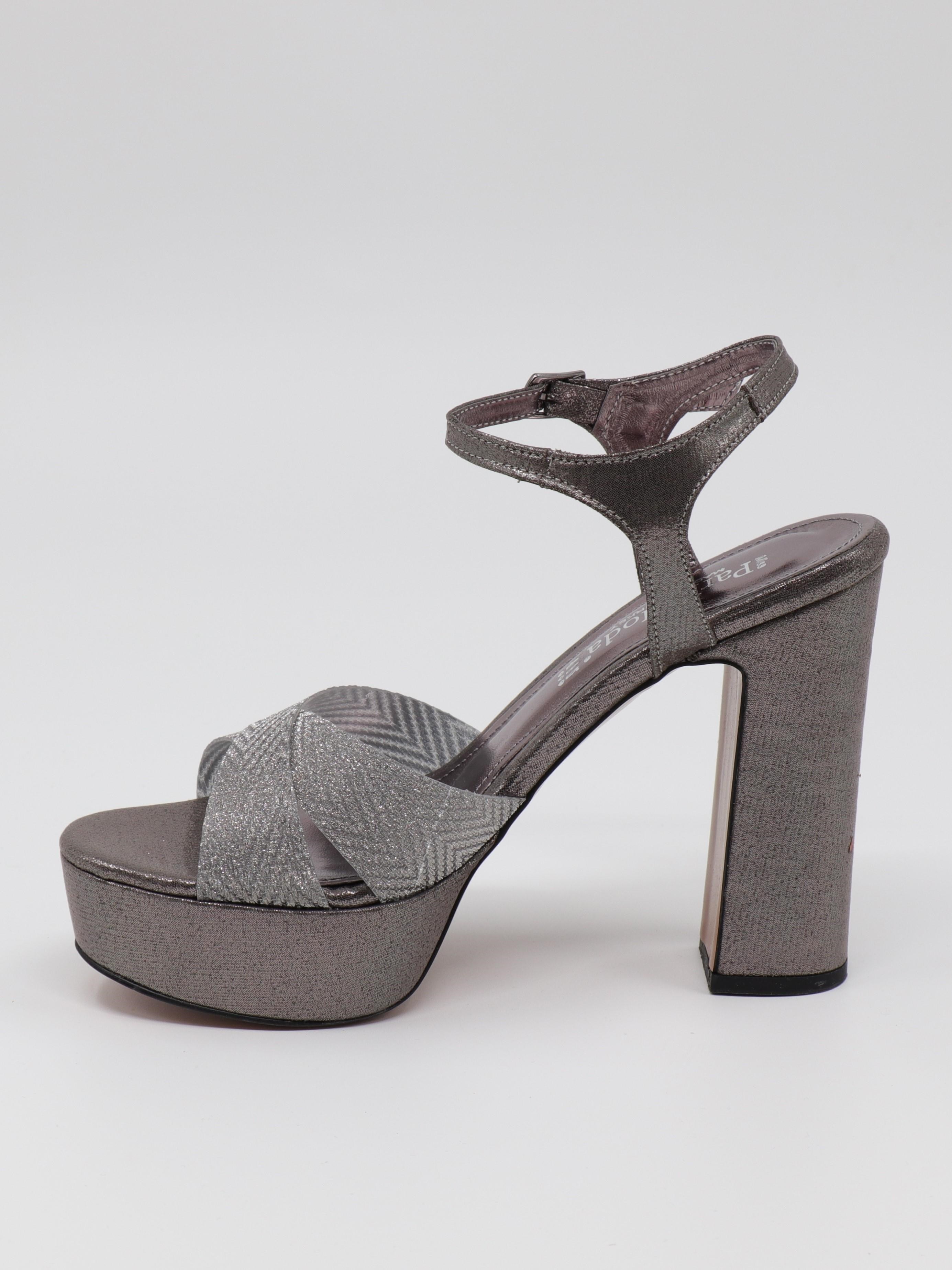 Nesil Shoes Carel 2057 Platin Simli Platform Kadın Sandalet