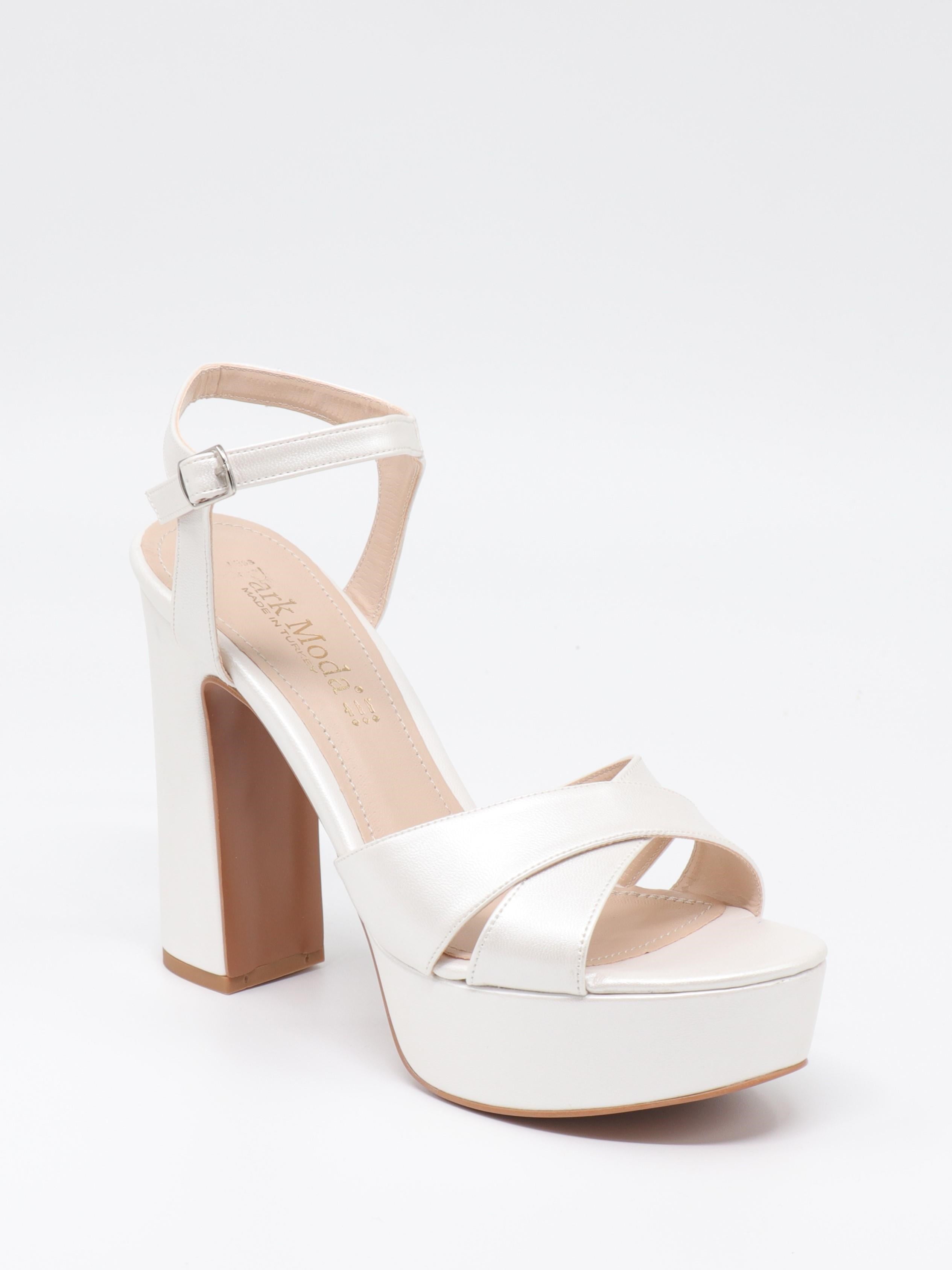Nesil Shoes Carel 3026 Sedef Çapraz Platform Kadın Sandalet