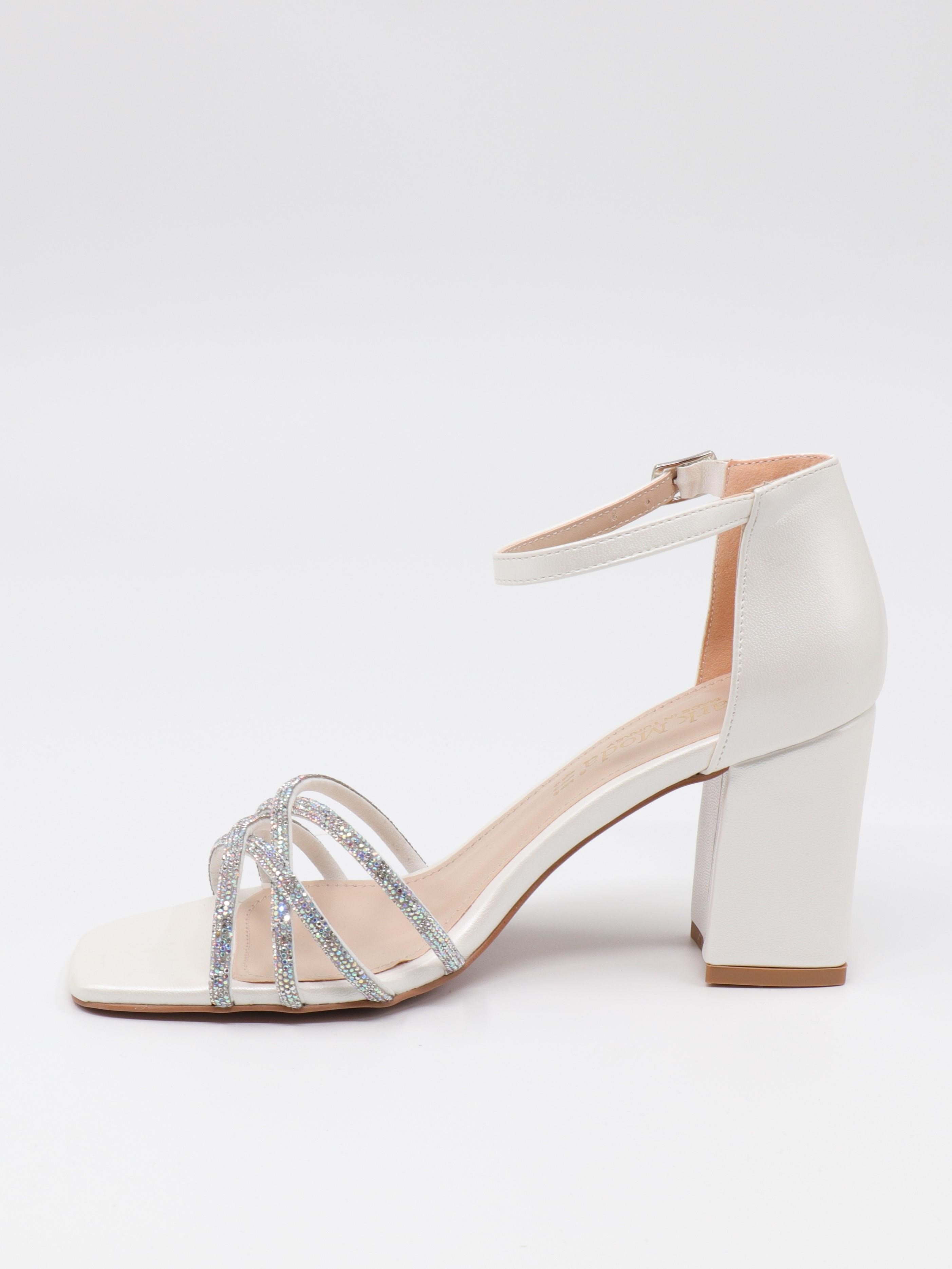 Nesil Shoes Carel 37 Sedef Çapraz Taşlı Kadın Sandalet