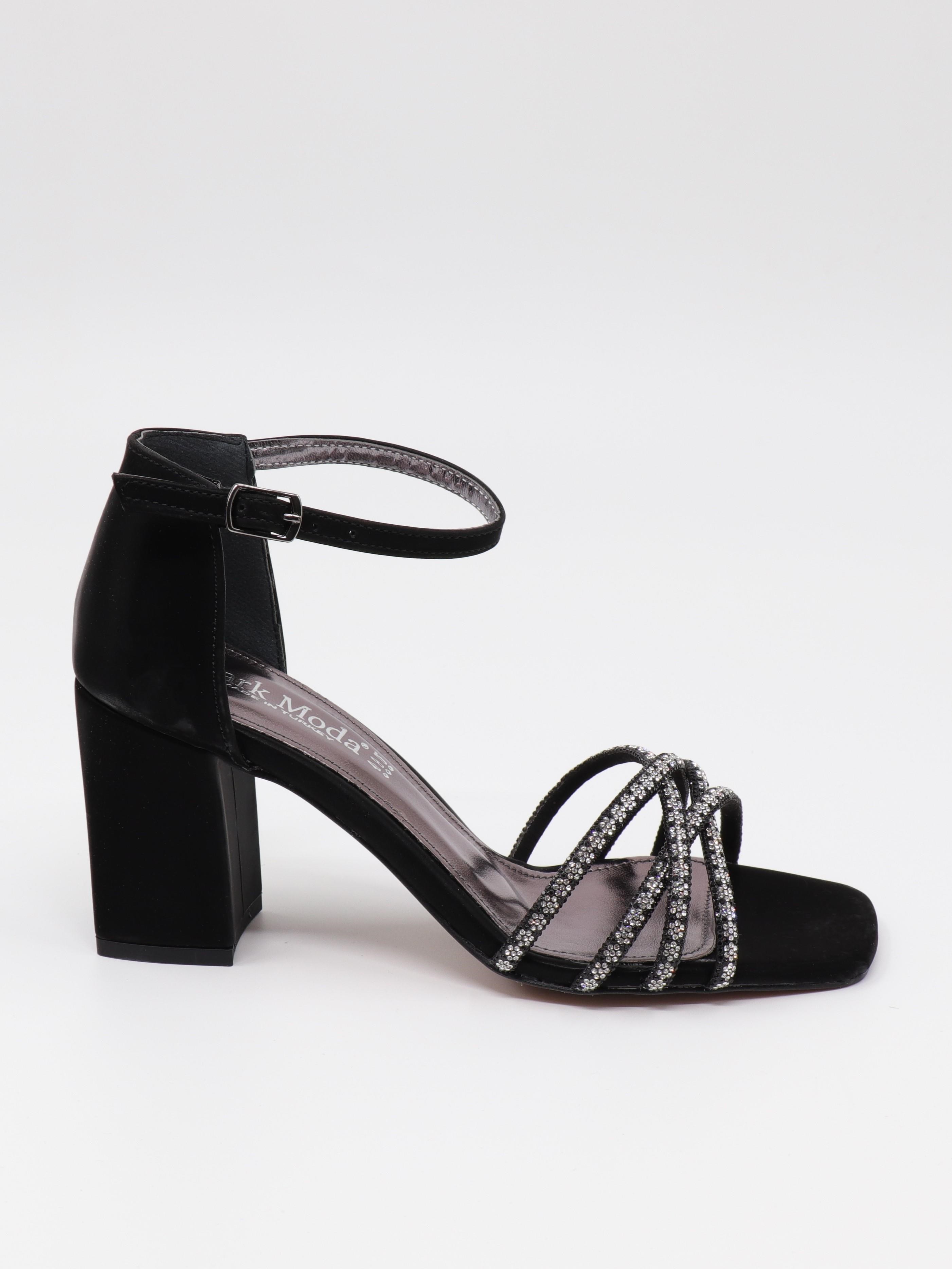 Nesil Shoes Carel 37 Siyah Çapraz Taşlı Kadın Sandalet