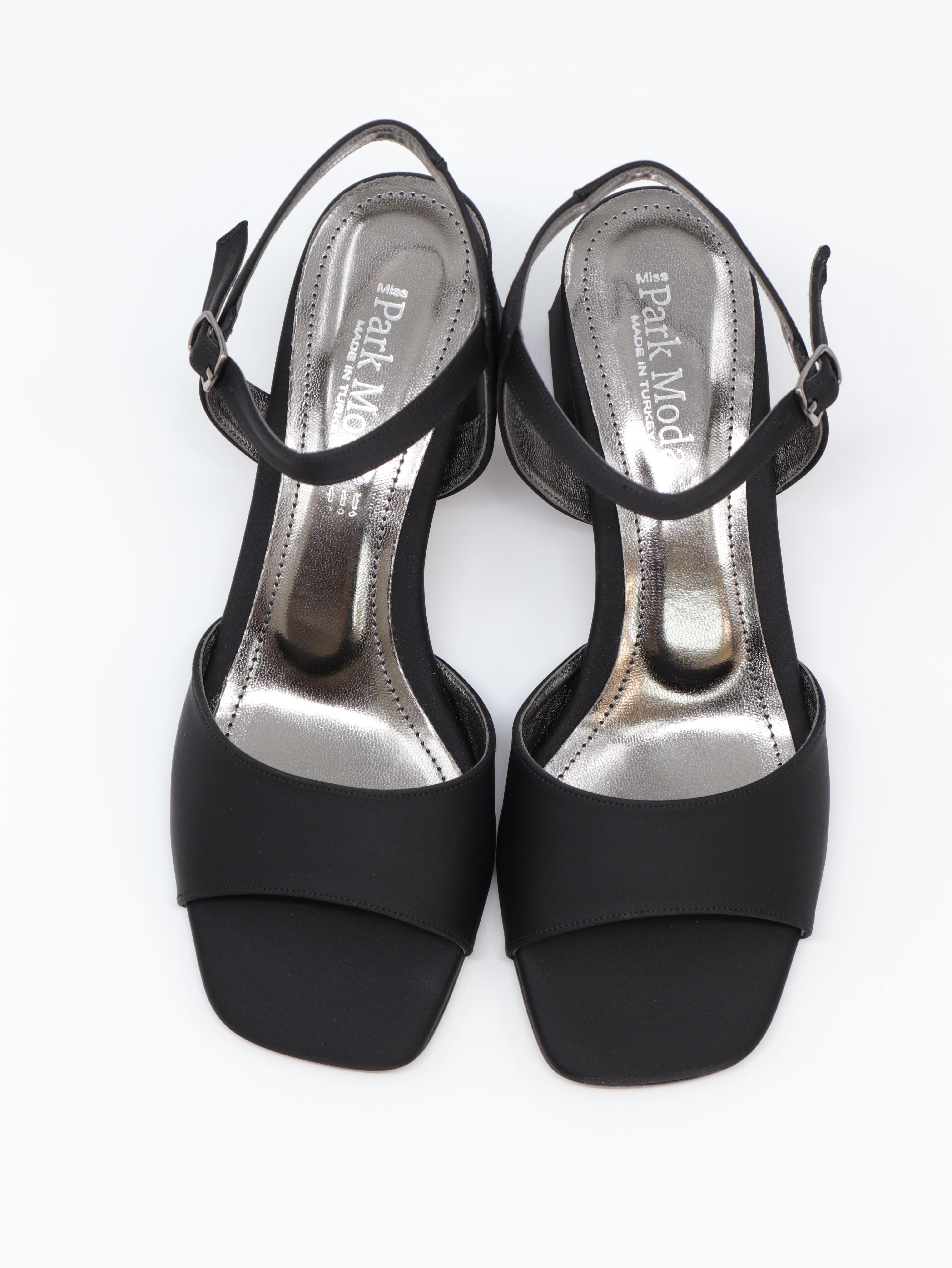 Nesil Shoes Carel 51 Siyah Saten Tek Bant Kadın Sandalet