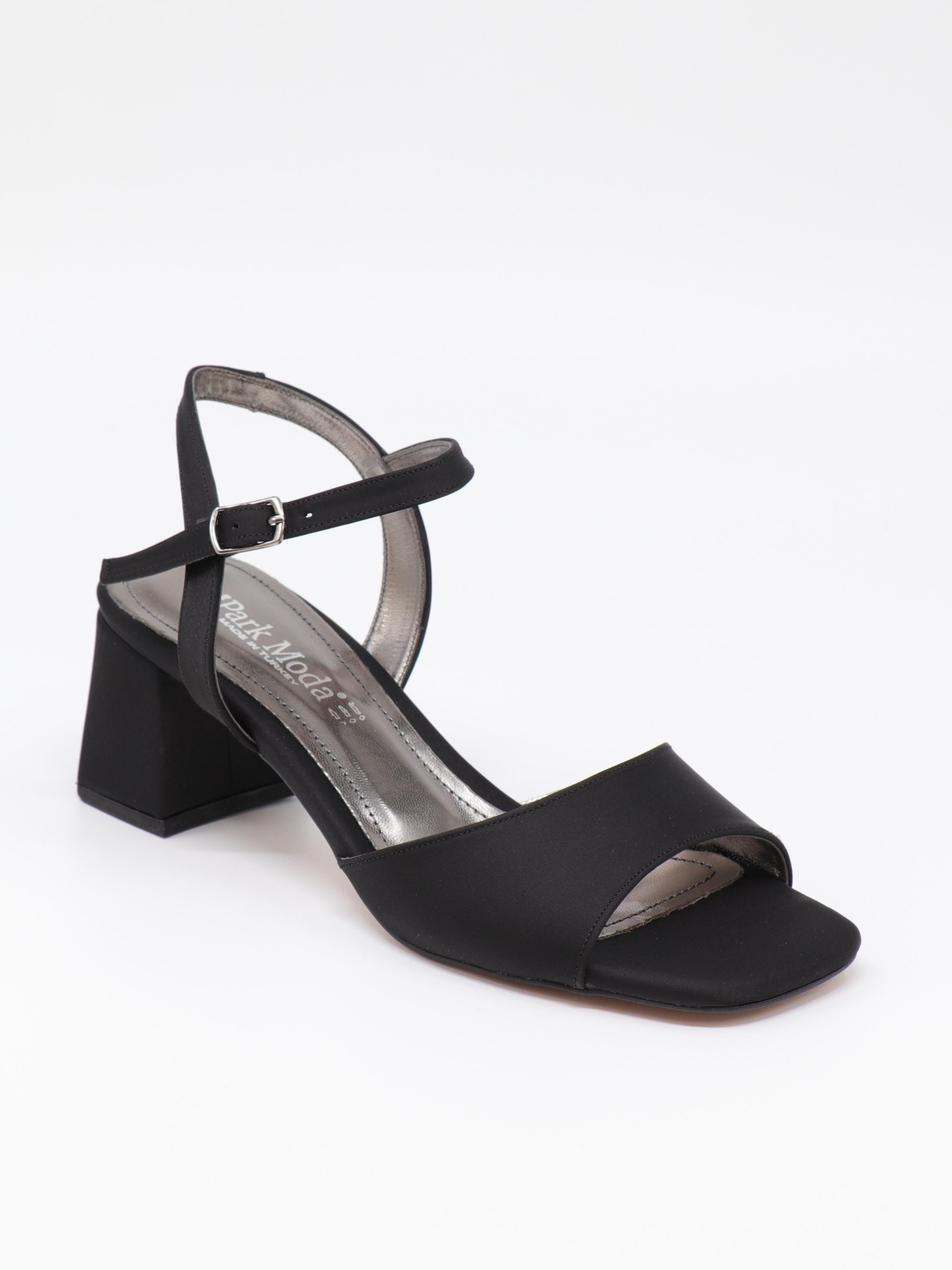 Nesil Shoes Carel 51 Siyah Saten Tek Bant Kadın Sandalet